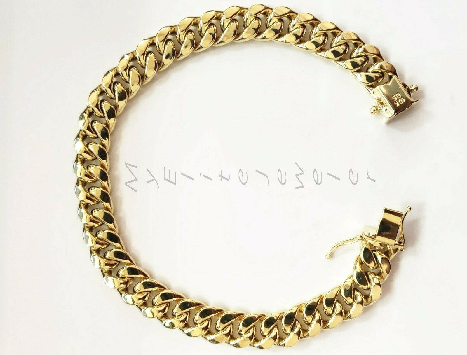 10k Yellow Gold Bracelet Men's cuban Link 7.5" 9mm Thick Box clasp Strong Link - GoldenLinQ