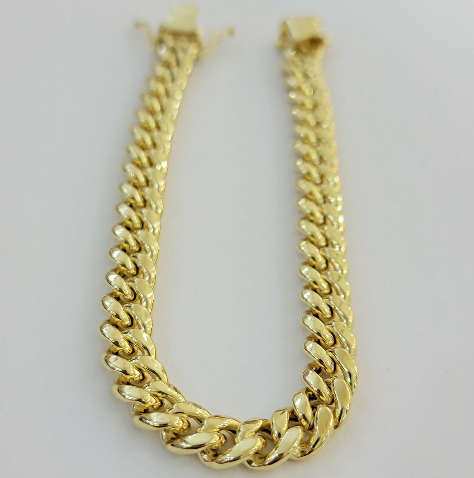 10k Yellow Gold Bracelet Miami Cuban Link 7.5" 8mm REAL 10 kt men &Women, STRONG - GoldenLinQ