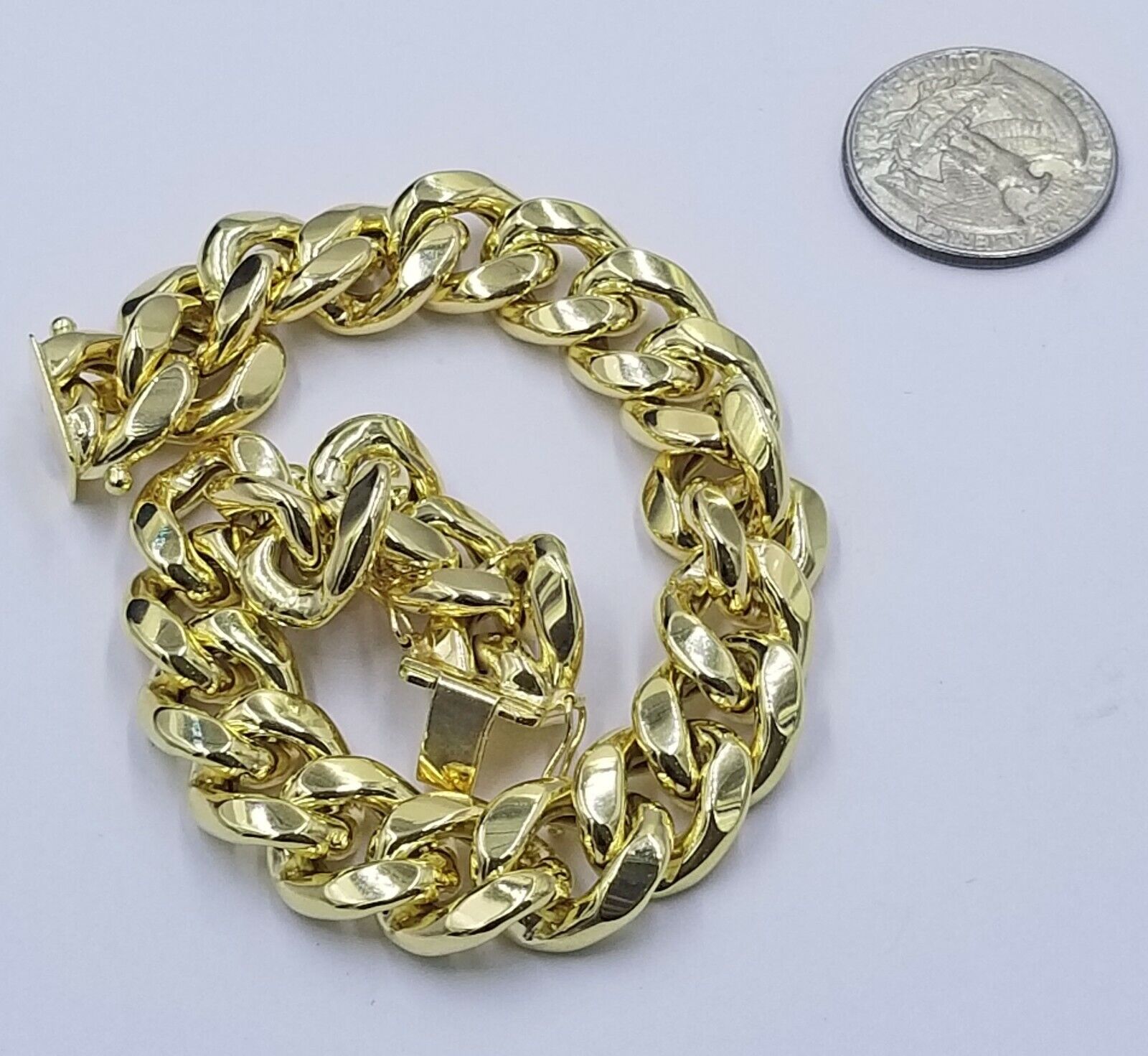 10K Yellow Gold Bracelet Royal Miami Cuban Link 9 inch Bracelet 13mm Real - GoldenlinQ