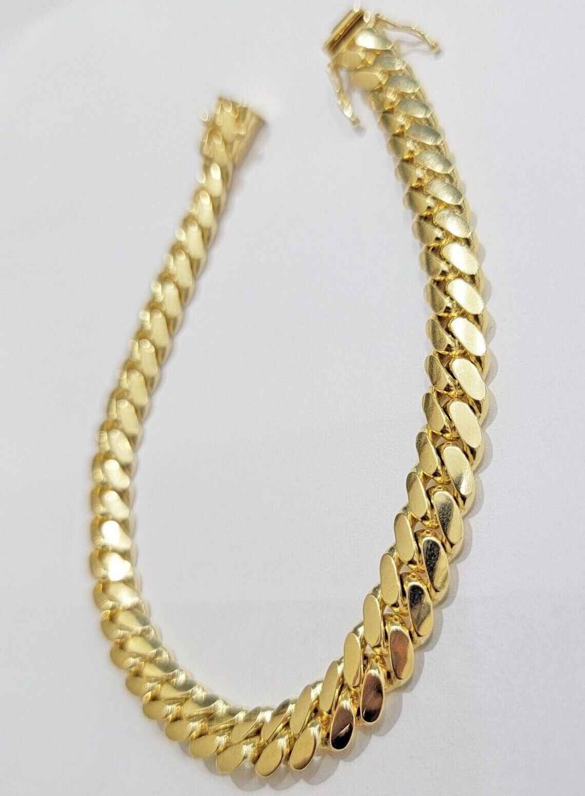10k Yellow Gold Bracelet Solid Miami Cuban Link 9mm 8" Box Clasp, Real 10kt Men - GoldenLinQ