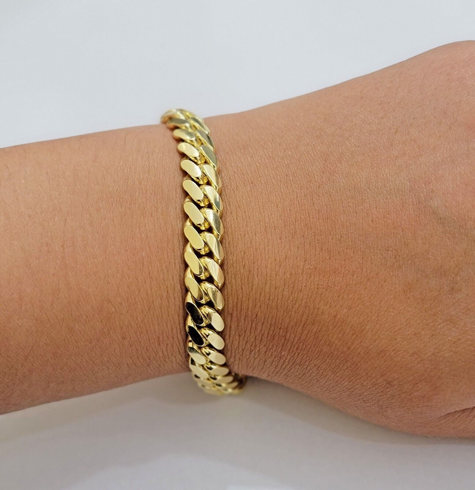 10k Yellow Gold Bracelet Solid Miami Cuban Link 9mm 8" Box Clasp, Real 10kt Men - GoldenLinQ