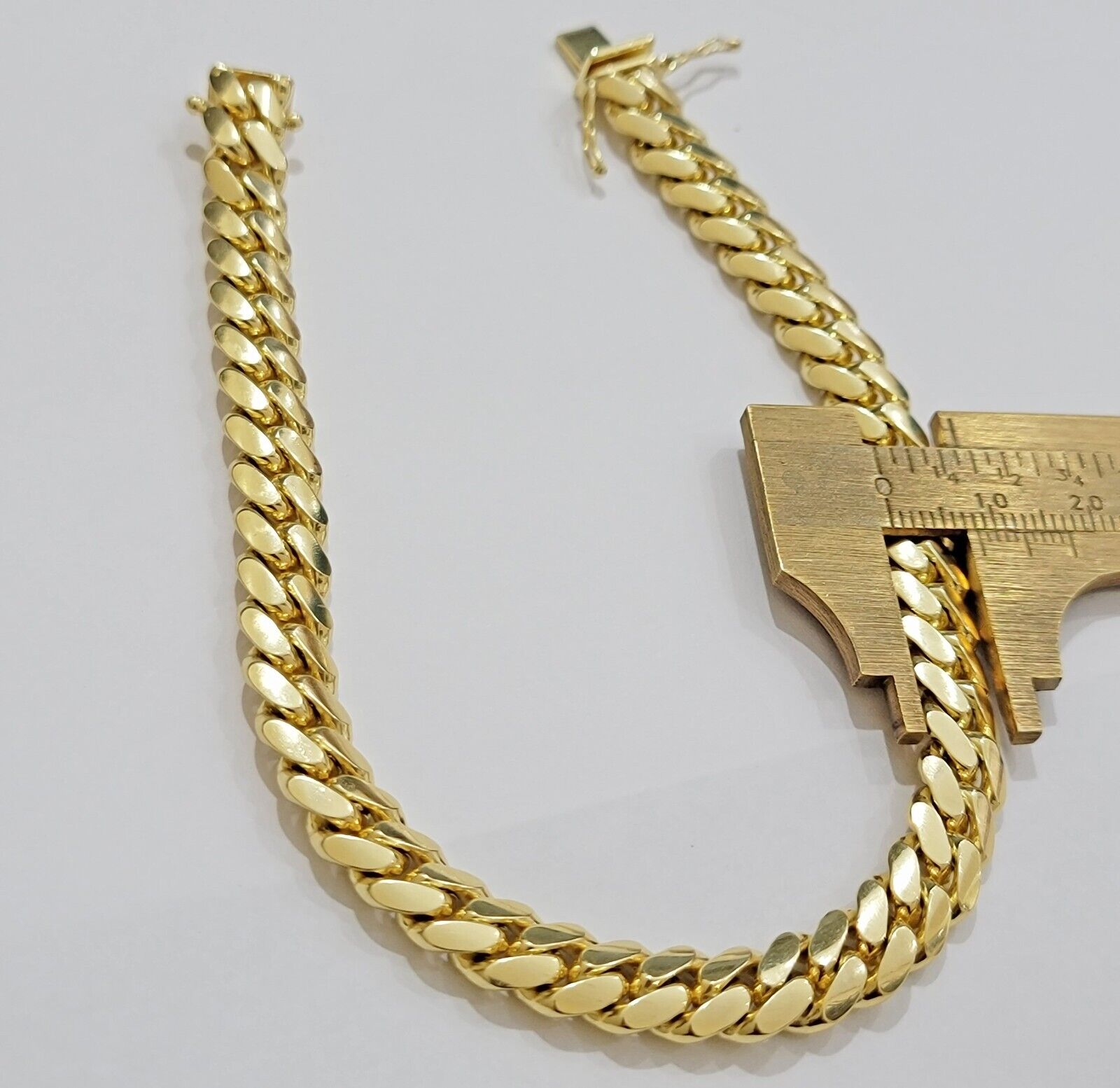 10k Yellow Gold Bracelet Solid Miami Cuban Link 9mm 8" Box Clasp, Real 10kt Men - GoldenLinQ
