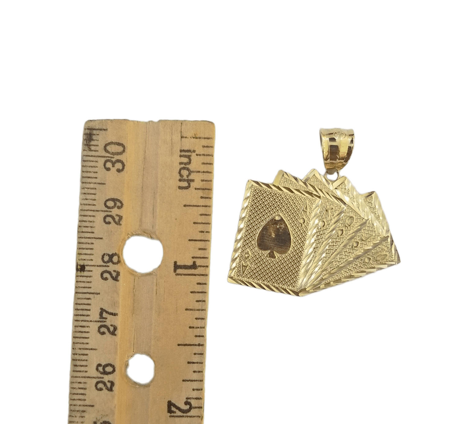 10k Yellow Gold Card Game Pendent 4mm Palm Chain 22" Inch Necklace - GoldenlinQ