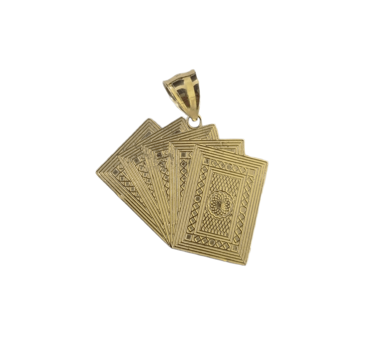 10k Yellow Gold Card Game Pendent 4mm Palm Chain 22" Inch Necklace - GoldenlinQ