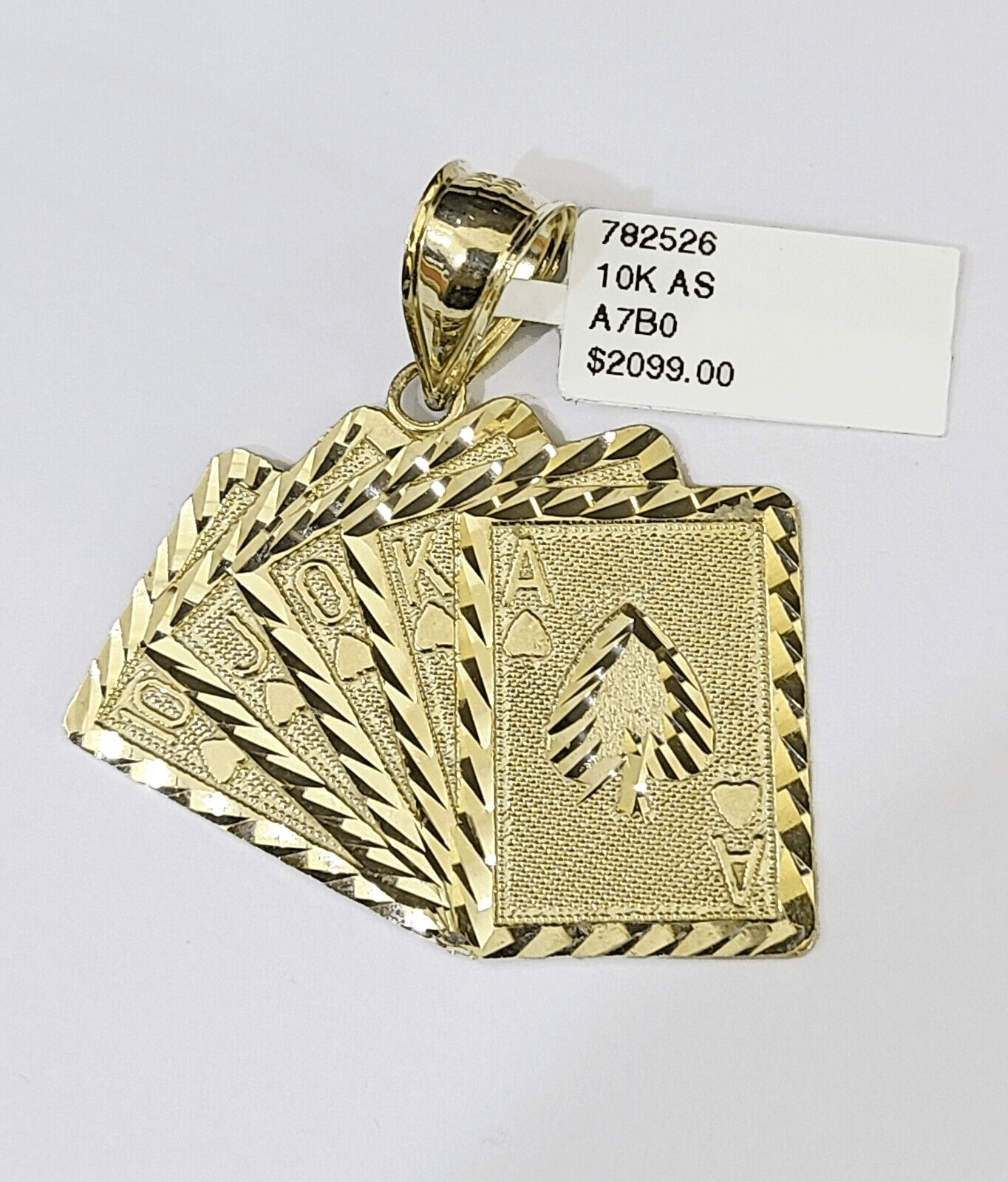 10K Yellow Gold Cards Royal Flush Charm Pendant Gold 10k - GoldenlinQ