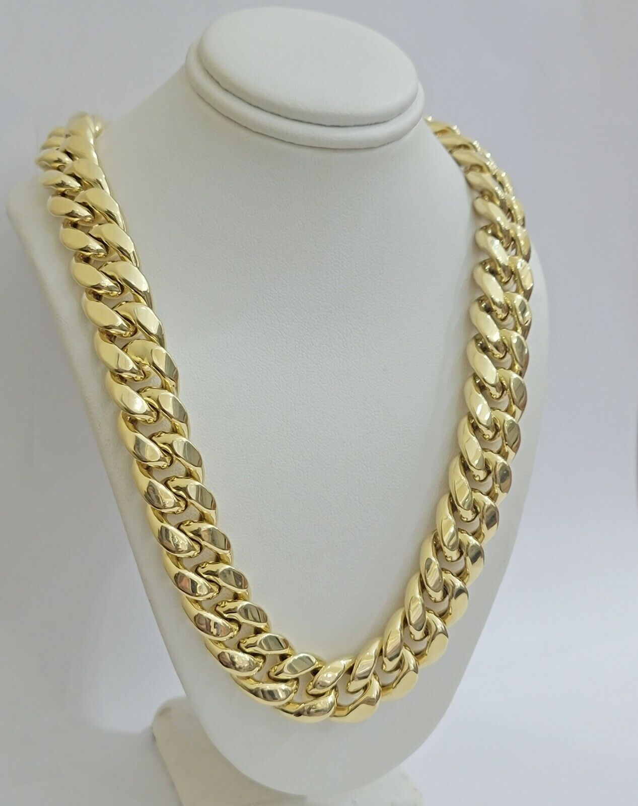 10k Yellow Gold Chain 15mm Miami Cuban Link Men Necklace 20" - 30" REAL 10kt, Mens - GoldenLinQ