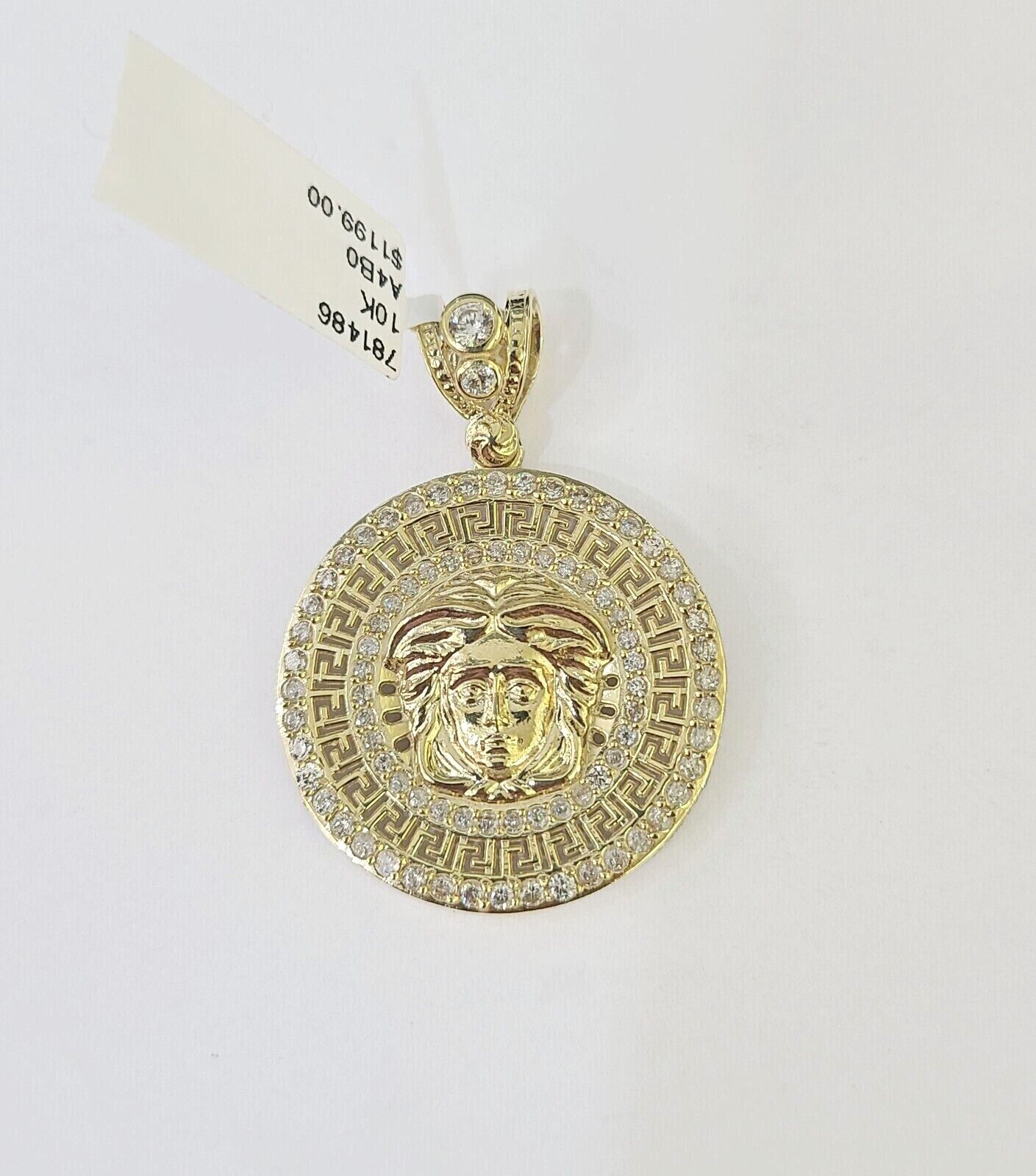 10k Yellow Gold Chain Head Charm Pendant Set 5mm Miami Cuban Link Necklace Real - GoldenlinQ