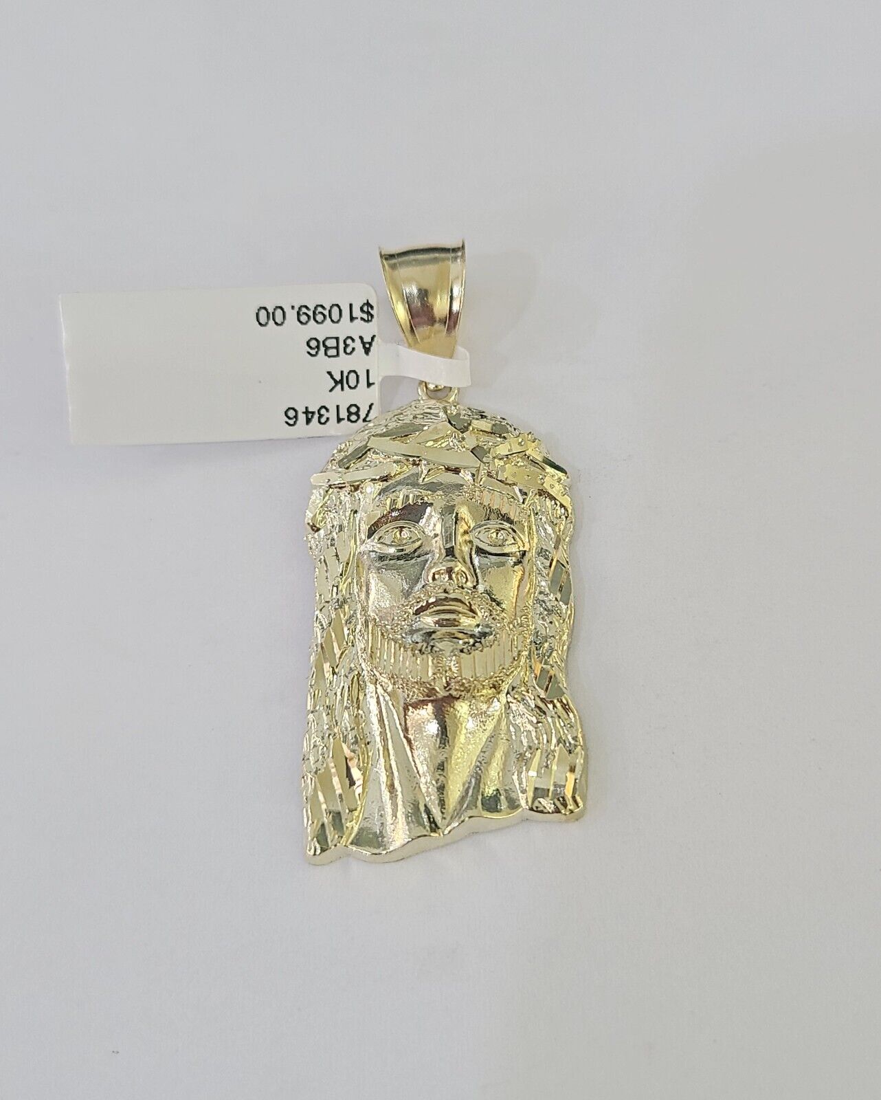 10k Yellow Gold Chain Jesus Head Charm Pendant Set 5mm Miami Cuban