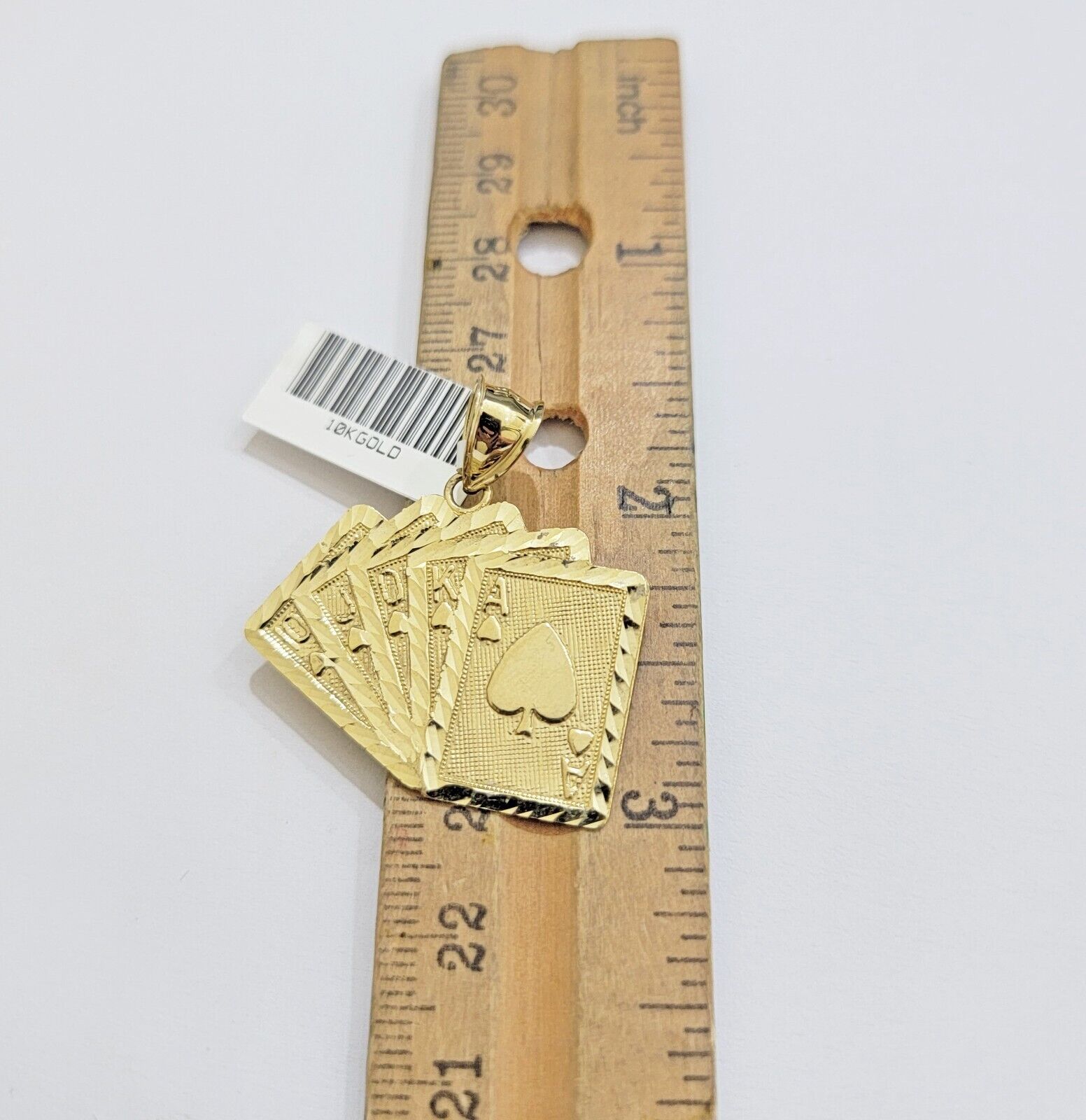 10k Yellow Gold Charm Pendant Card Royal Flush Poker REAL 10KT & FREE SHIPPING - GoldenLinQ