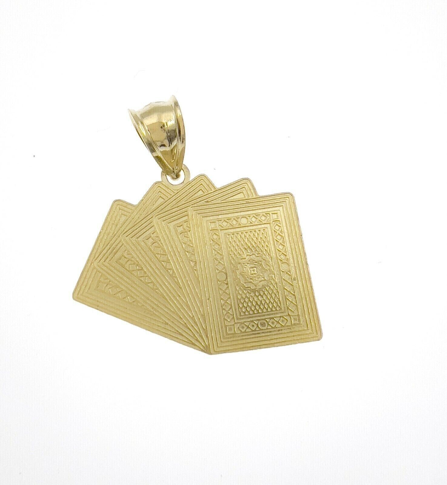 10k Yellow Gold Charm Pendant Card Royal Flush Poker REAL 10KT & FREE SHIPPING - GoldenLinQ