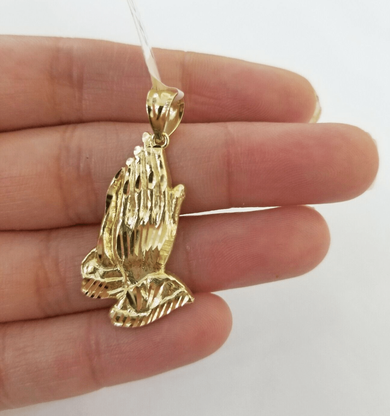 10k Yellow Gold Charm Pendant Praying hand REAL 10kt For chain FREE SHIPPING - GoldenlinQ