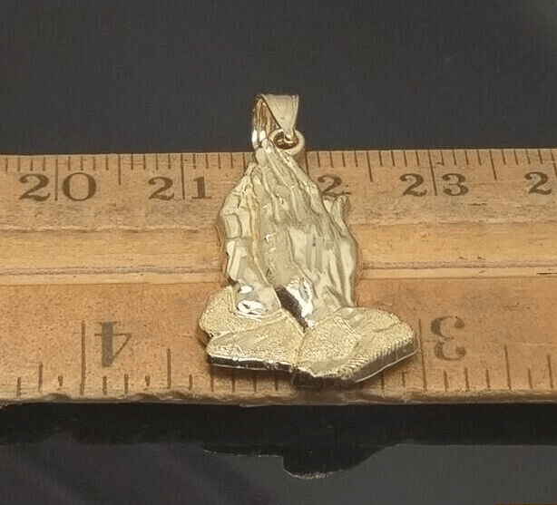 10k Yellow Gold Charm Pendant Praying hand REAL 10kt For chain FREE SHIPPING - GoldenlinQ