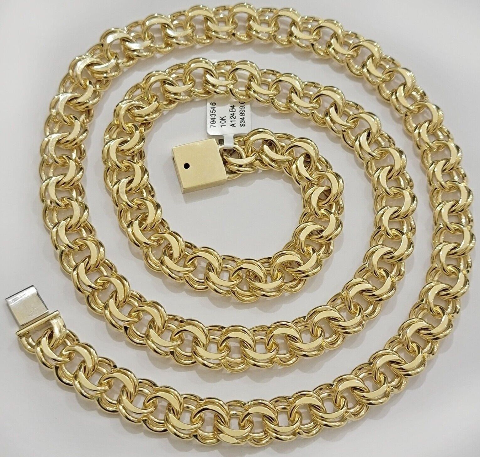 10k Yellow Gold Chino Chain Solid Link Necklace 11mm 22" - 26" Real 10kt Box Clasp - GoldenLinQ