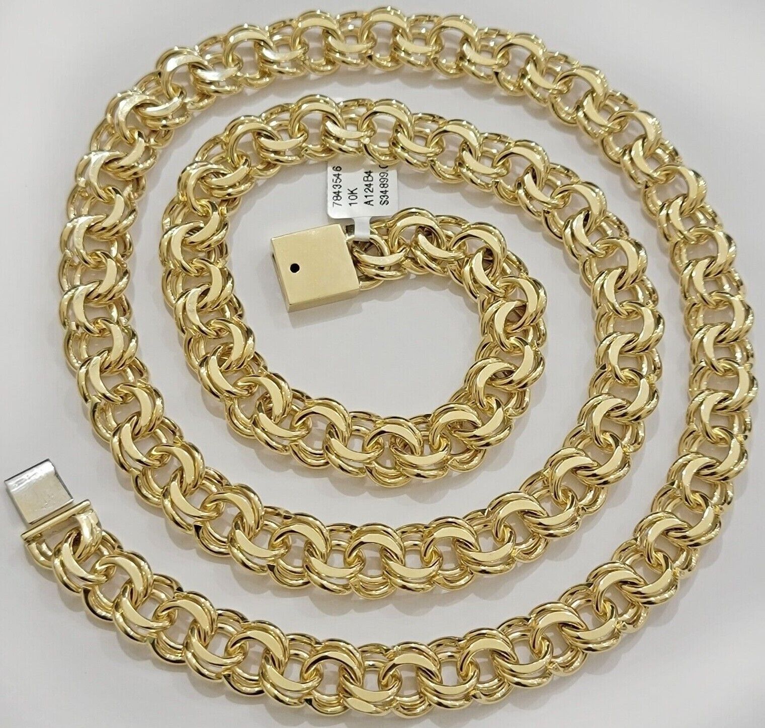 10k Yellow Gold Chino Chain Solid Link Necklace 11mm 22" - 26" Real 10kt Box Clasp - GoldenLinQ