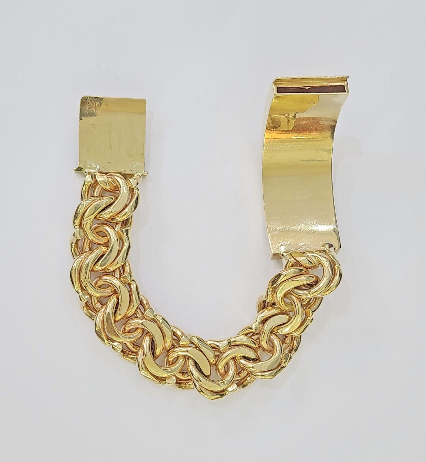 10k Yellow Gold Chino Link ID Bracelet 9.5 Inches Solid For Men's 10kt Real - GoldenlinQ