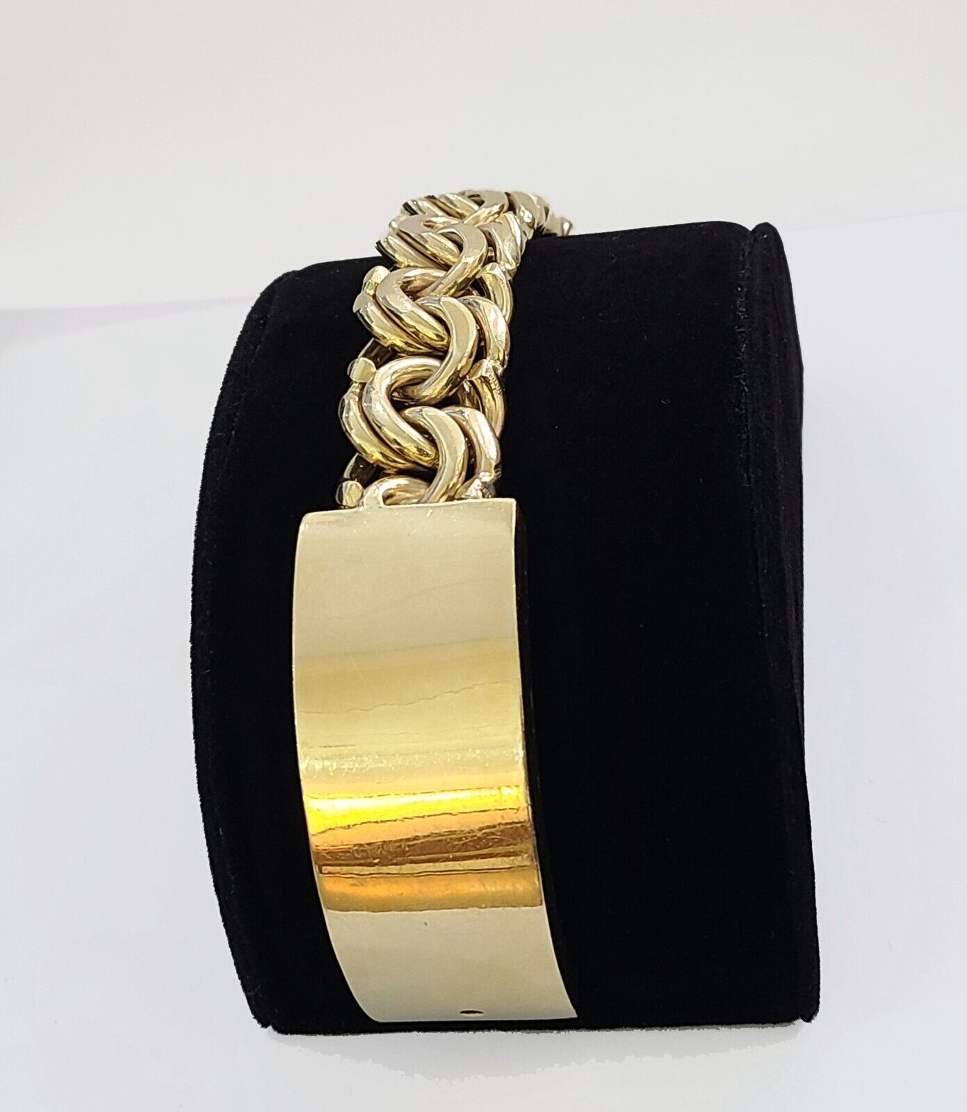 10k Yellow Gold Chino Link ID Bracelet 9.5 Inches Solid For Men's 10kt Real - GoldenlinQ