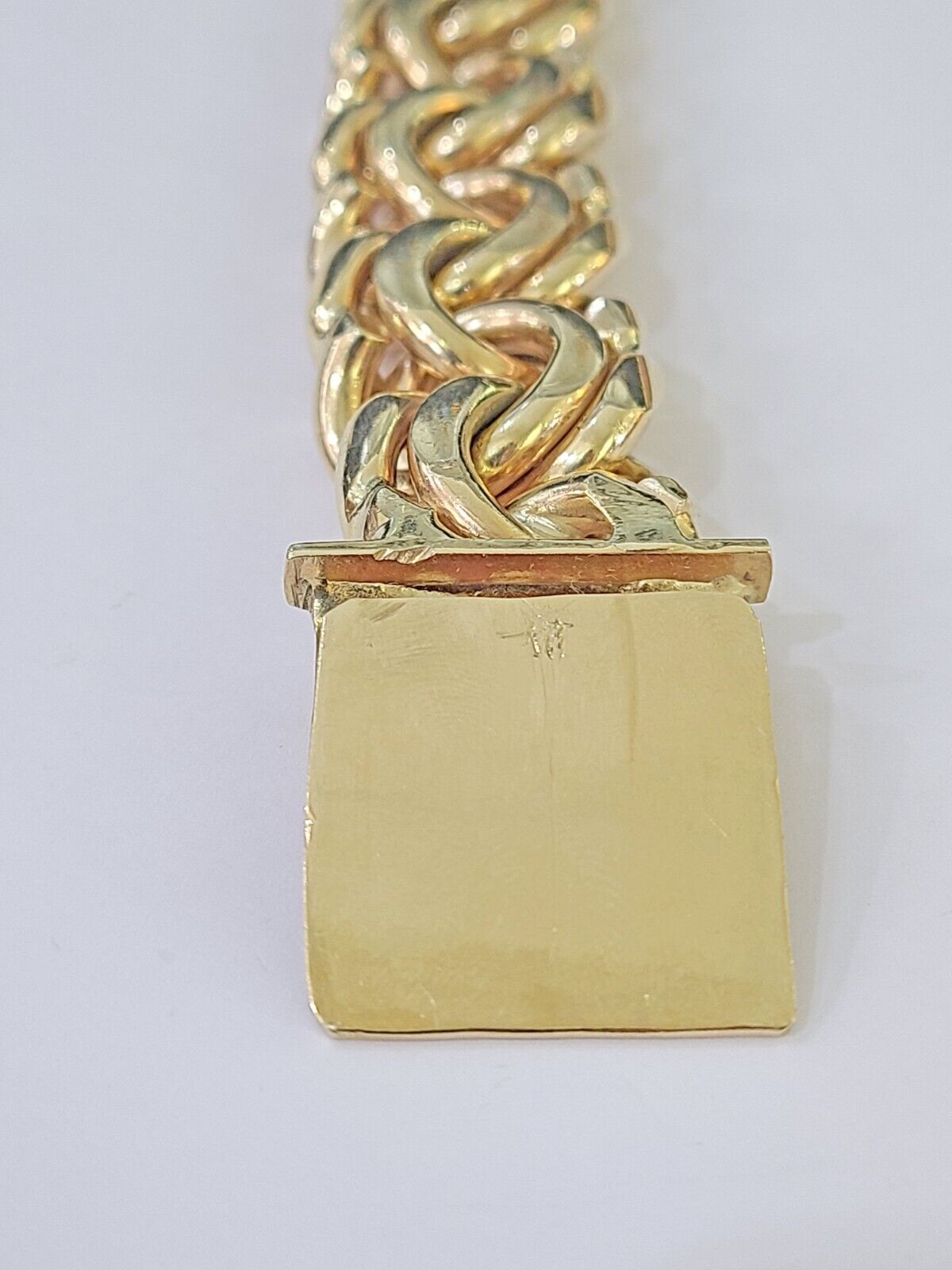 10k Yellow Gold Chino Link ID Bracelet 9.5 Inches Solid For Men's 10kt Real - GoldenlinQ