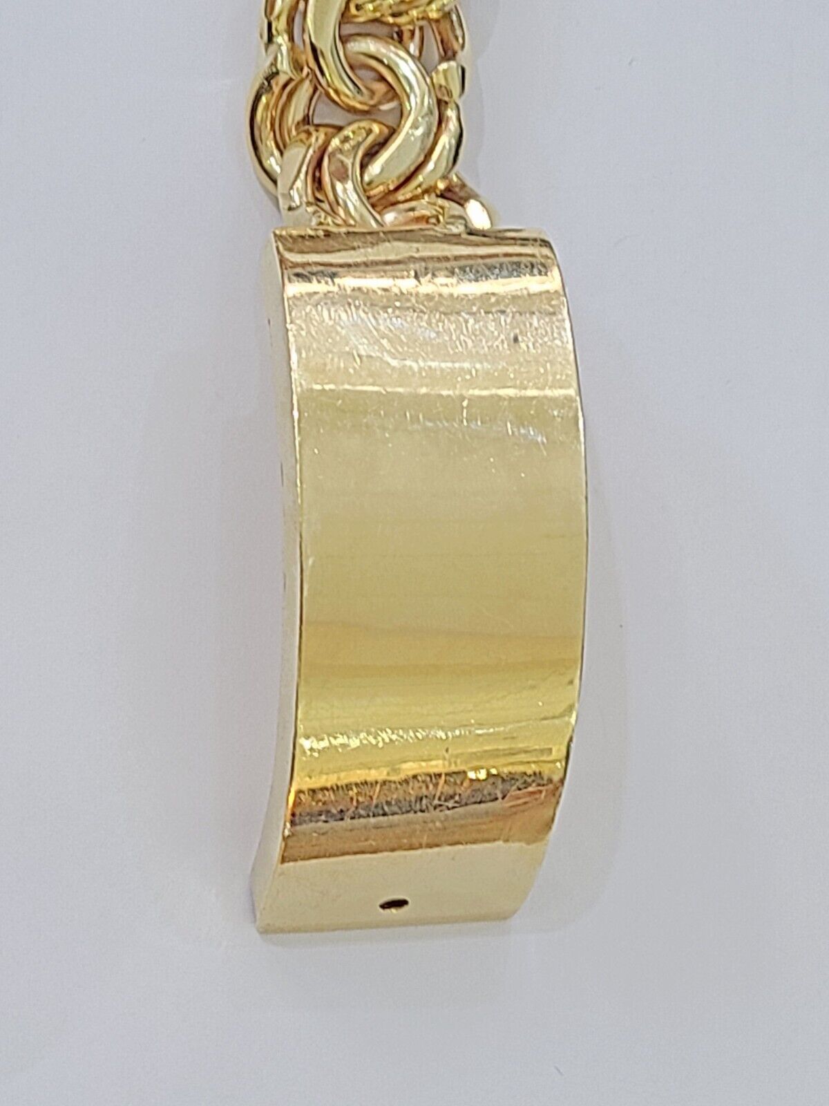 10k Yellow Gold Chino Link ID Bracelet 9.5 Inches Solid For Men's 10kt Real - GoldenlinQ