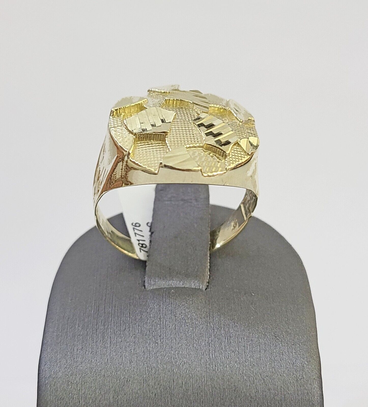 10k yellow Gold Circular Nugget Men Ring Real - GoldenlinQ