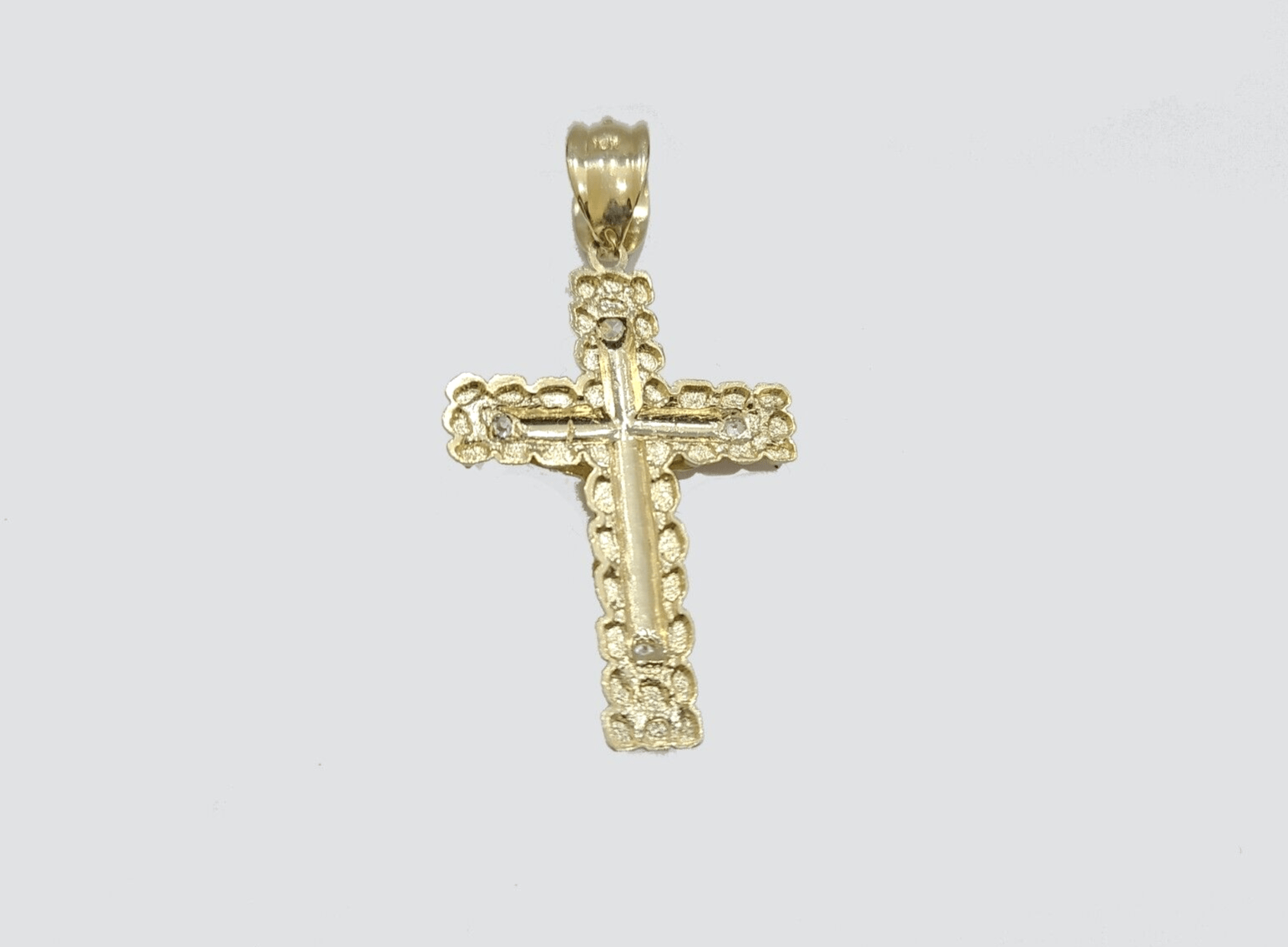 10k Yellow Gold Coss Pendant Charm Jesus Crucifix Cross 2'' Inch Real 10KT Gold - GoldenlinQ