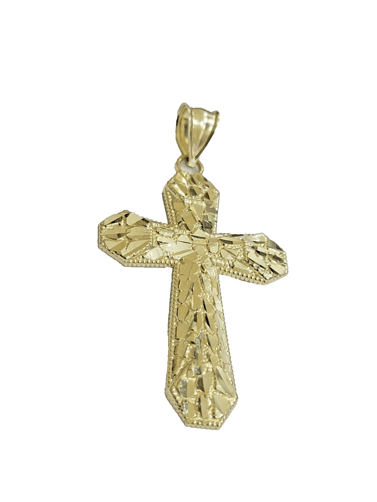 10k Yellow Gold Cross Charm Jesus Pendant 2'' Inch Necklace Chain Real 10kt SALE - GoldenlinQ