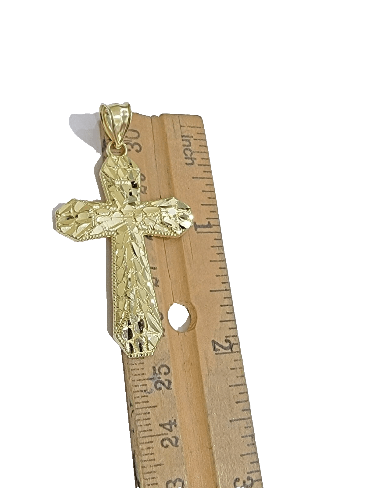 10k Yellow Gold Cross Charm Jesus Pendant 2'' Inch Necklace Chain Real 10kt SALE - GoldenlinQ