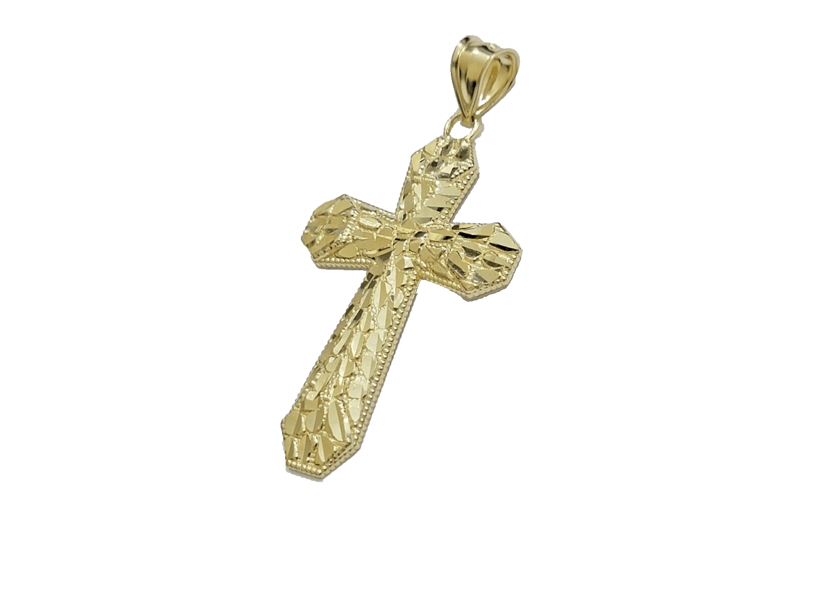 10k Yellow Gold Cross Charm Jesus Pendant 2'' Inch Necklace Chain Real 10kt SALE - GoldenlinQ