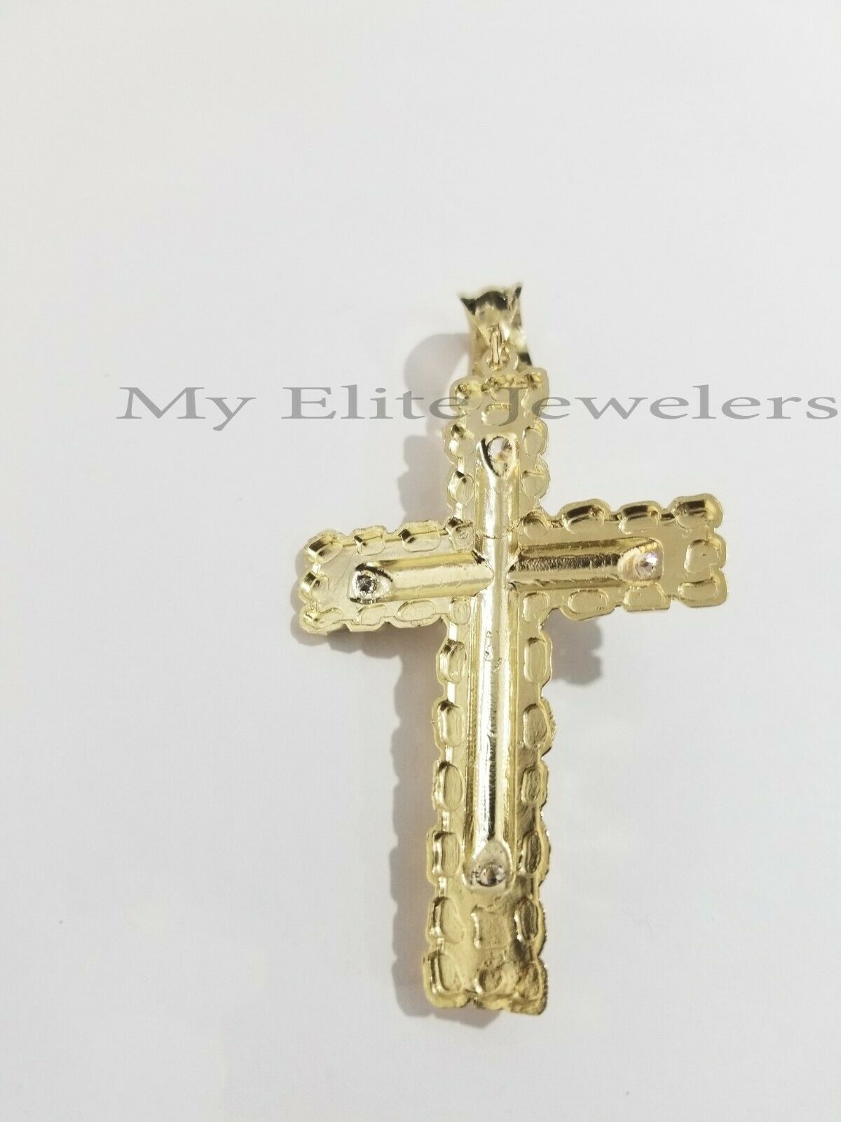 10K Yellow Gold Cross Pendant Men's Jesus Crucifix Charm 3" , fits Thick Chain - GoldenlinQ