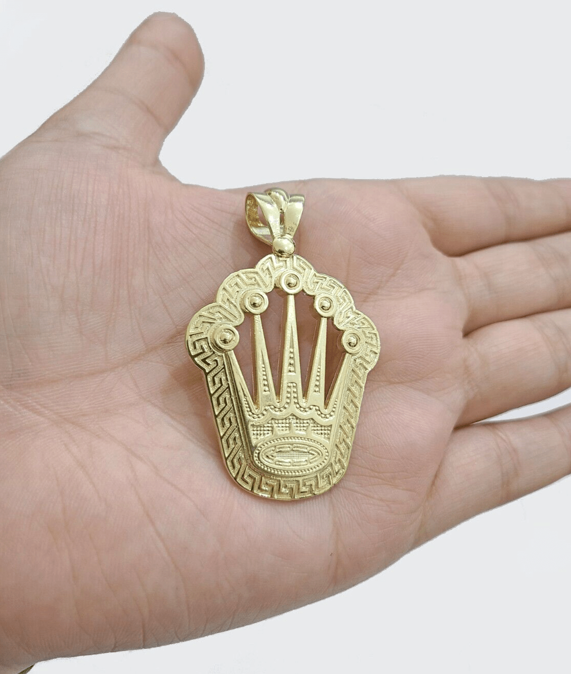 10k Yellow Gold Crown Charm Rope Chain 7mm 22'' Necklace Pendant 10kt Real SALE - GoldenlinQ