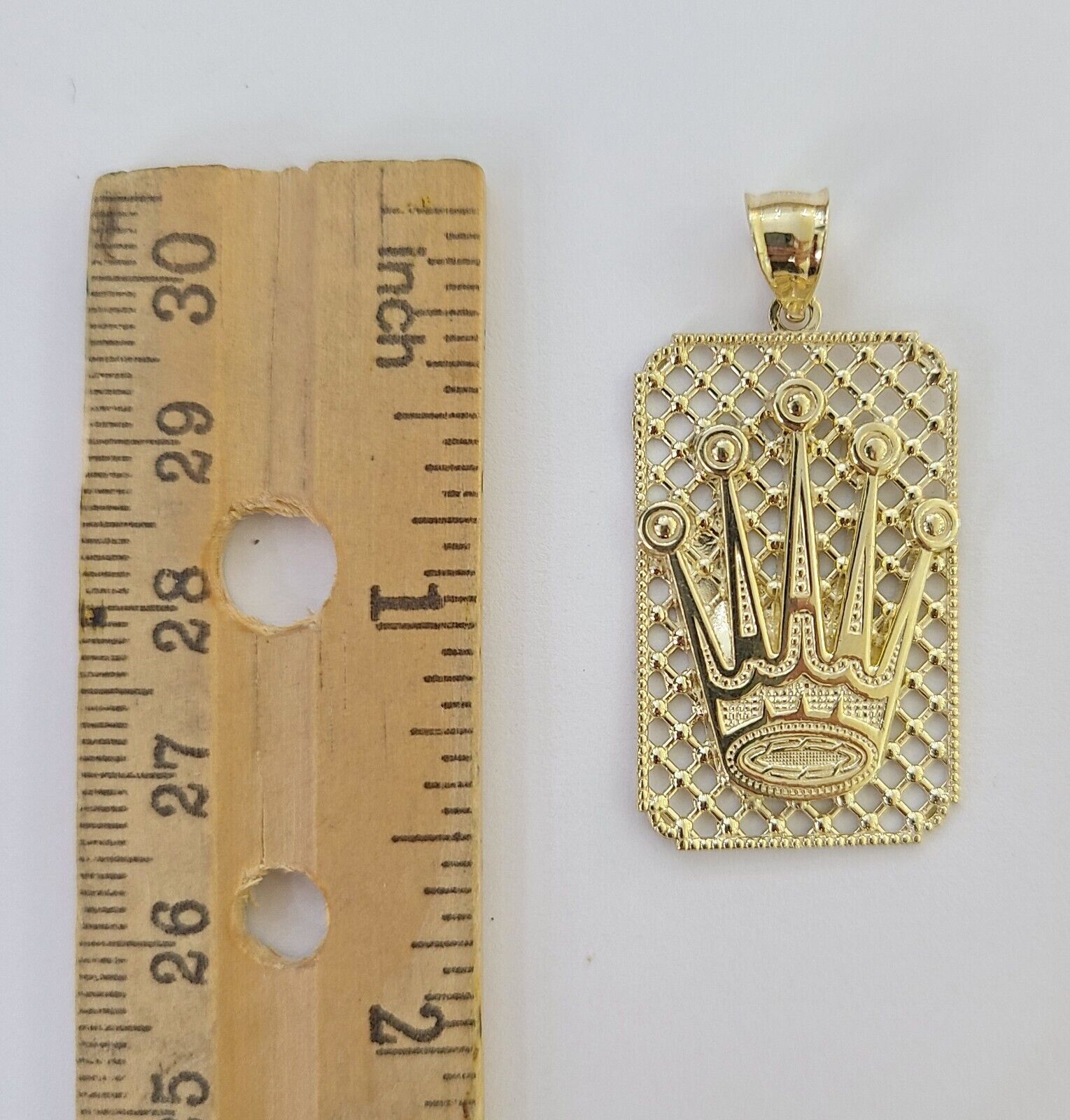 10K Yellow Gold Crown Pendent 4mm Rope Chain 18" 20" 22"24"26" Inch - GoldenlinQ