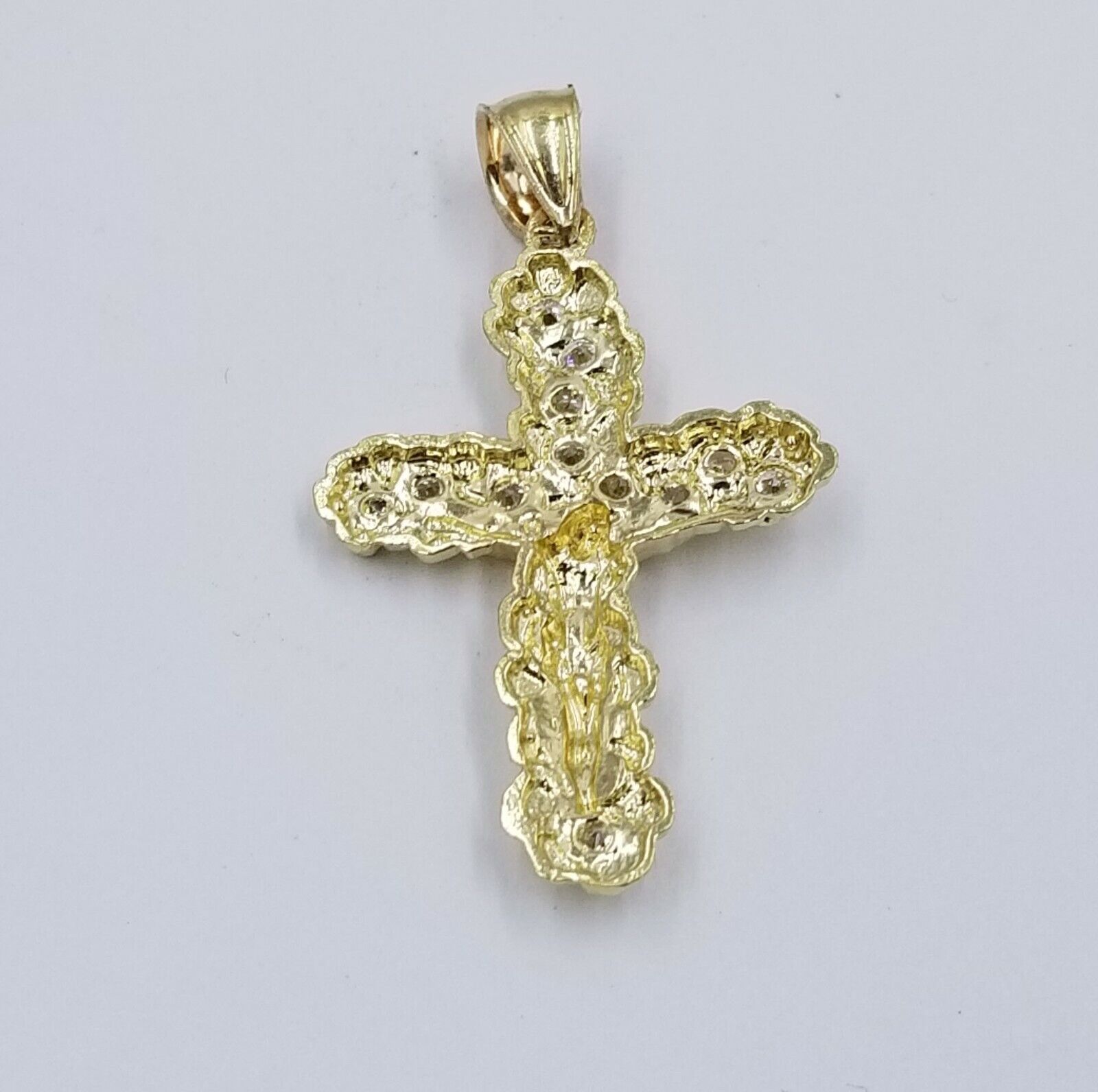 10k Yellow Gold Crucifix Cross Jesus Pendant Rope Chain 18" 20" 22" 24" 26" - GoldenlinQ