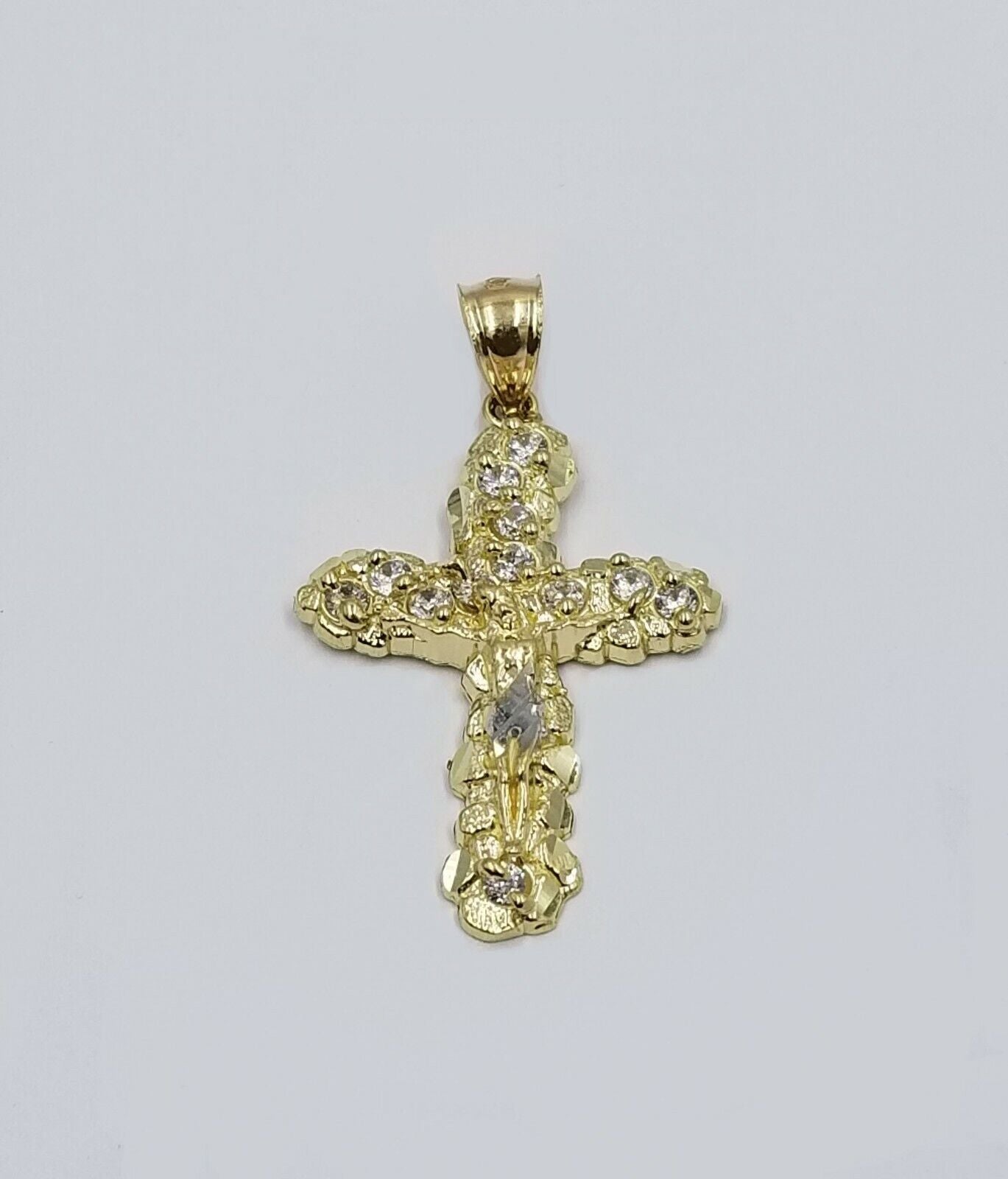 10k Yellow Gold Crucifix Cross Jesus Pendant Rope Chain 18" 20" 22" 24" 26" - GoldenlinQ