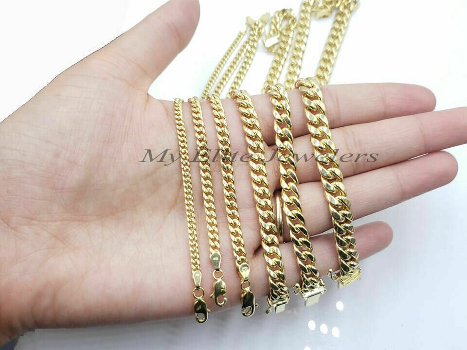 10K Yellow Gold Cuban Bracelet 6.5" 7" 7.5" Women Children Box Clasp REAL GOLD - GoldenLinQ