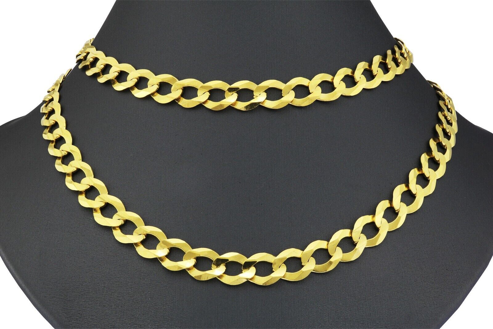 10k Yellow Gold Cuban Curb Link Chain 8mm Necklace 20'' Real 10kt Lobster Lock - GoldenlinQ