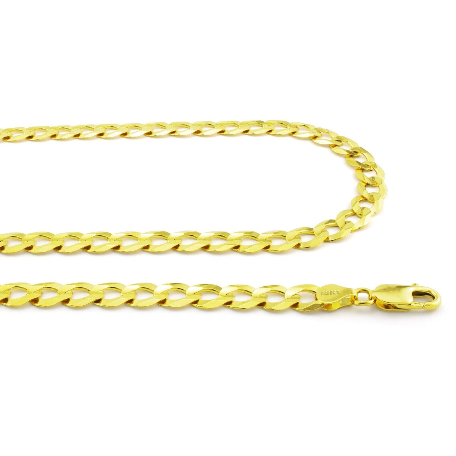 10k Yellow Gold Cuban Curb Link Chain 8mm Necklace 22'' Real 10kt Lobster Lock - GoldenlinQ
