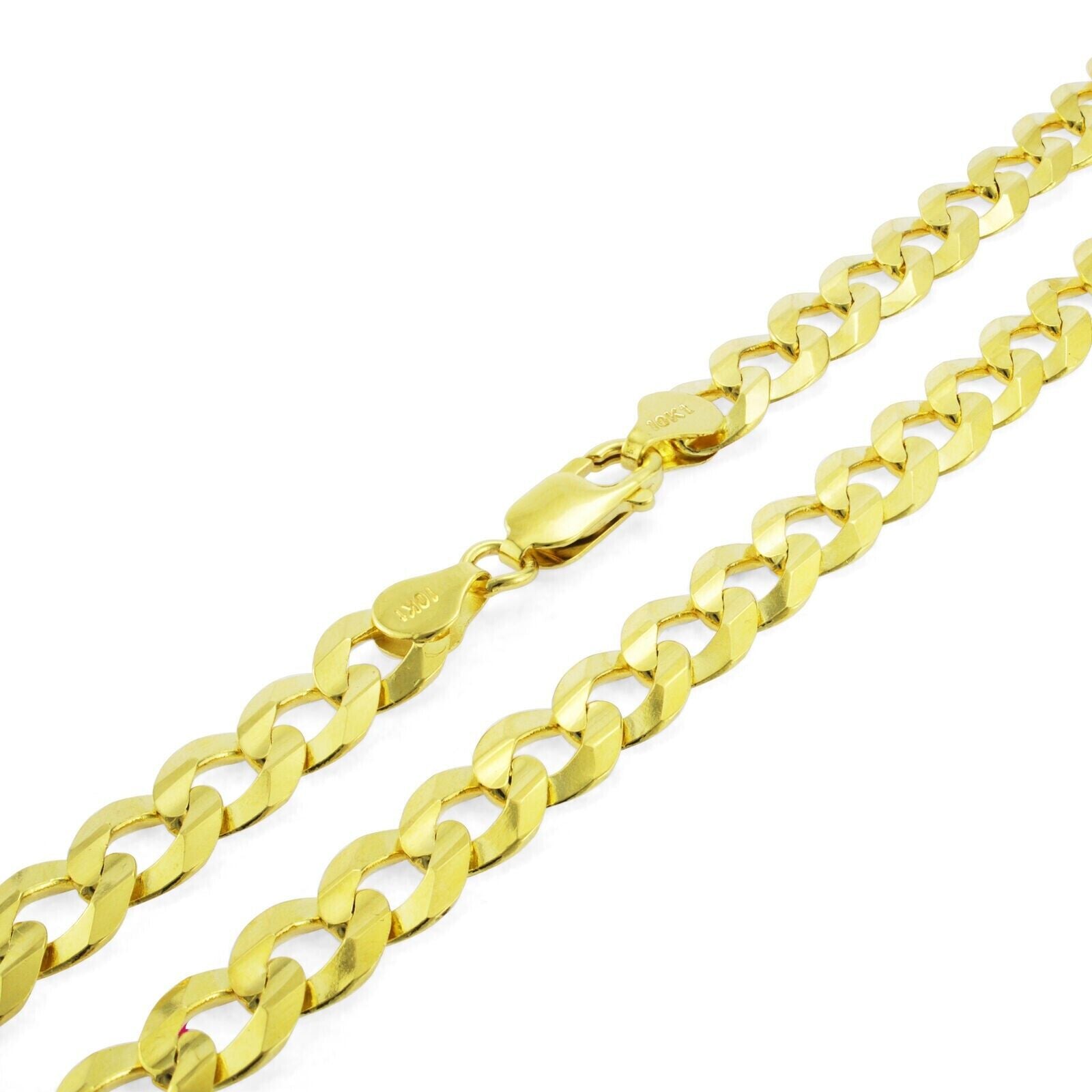 10k Yellow Gold Cuban Curb Link Chain 8mm Necklace 22'' Real 10kt Lobster Lock - GoldenlinQ