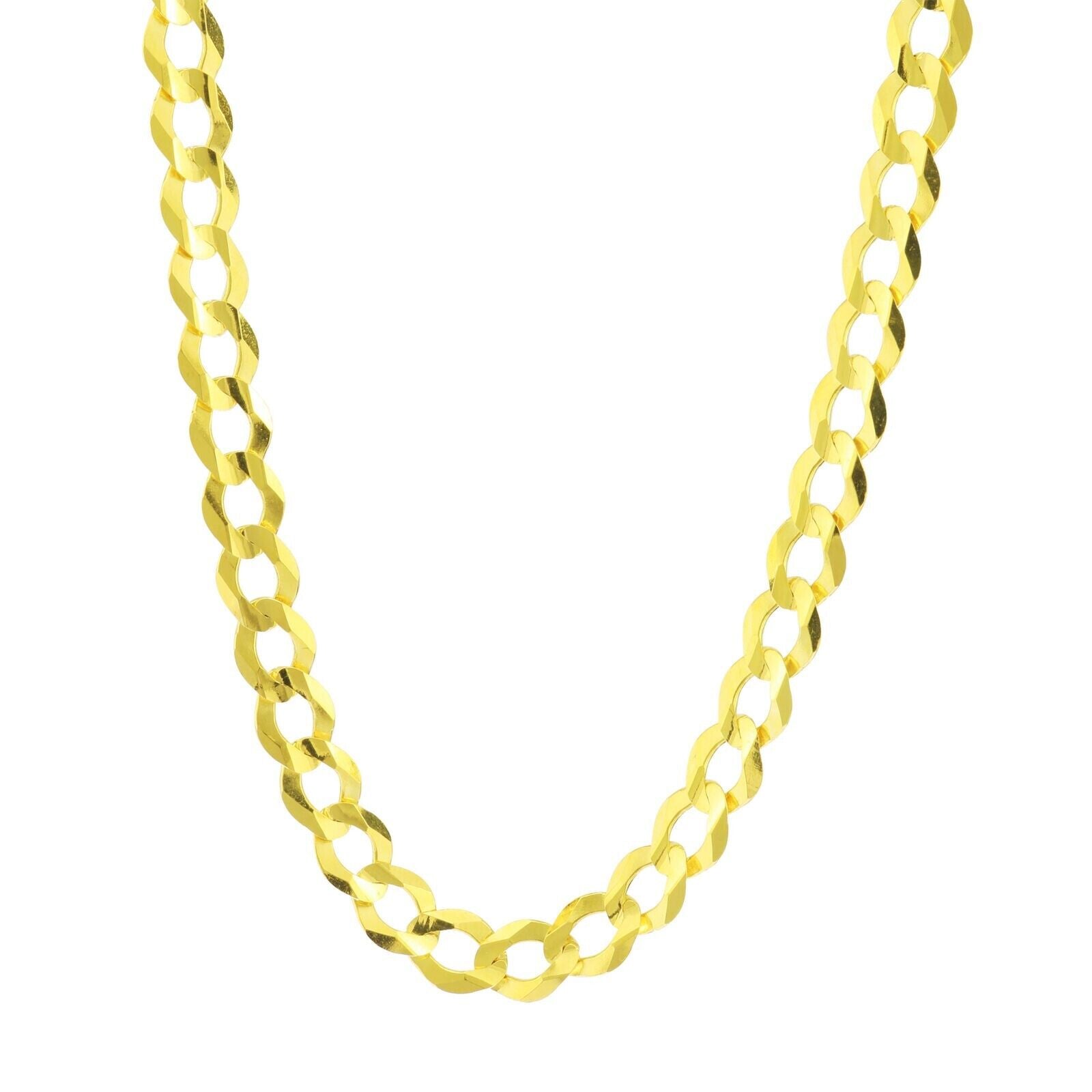 10k Yellow Gold Cuban Curb Link Chain 8mm Necklace 22'' Real 10kt Lobster Lock - GoldenlinQ