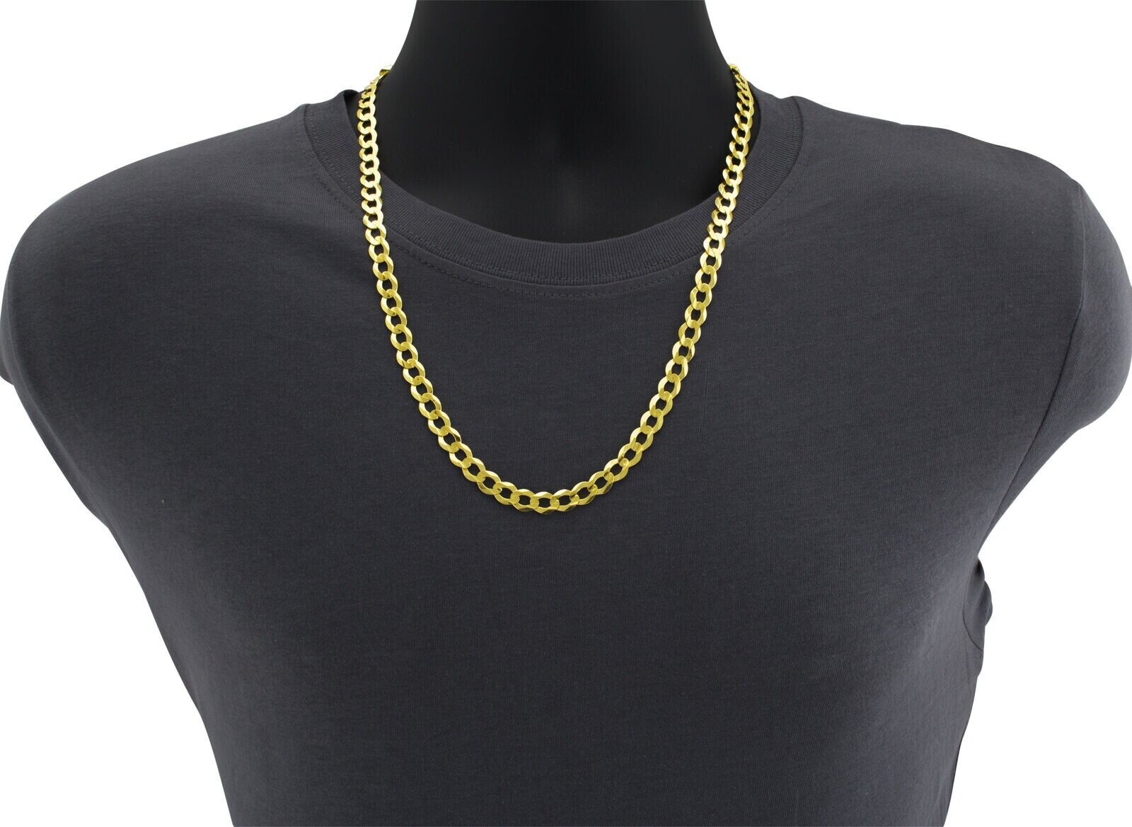 10k Yellow Gold Cuban Curb Link Chain 8mm Necklace 28'' Real 10kt Lobster Lock - GoldenlinQ