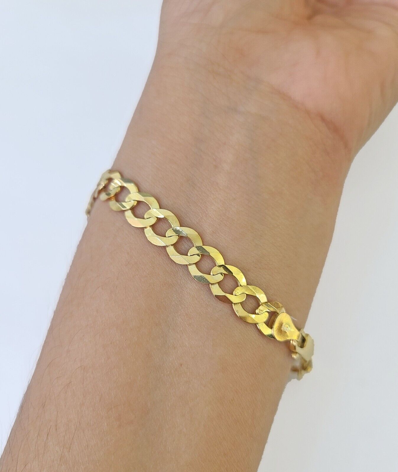 10k Yellow Gold Cuban Link ID Bracelet 8" 7mm Lobster Clasp Real 10Kt - GoldenlinQ
