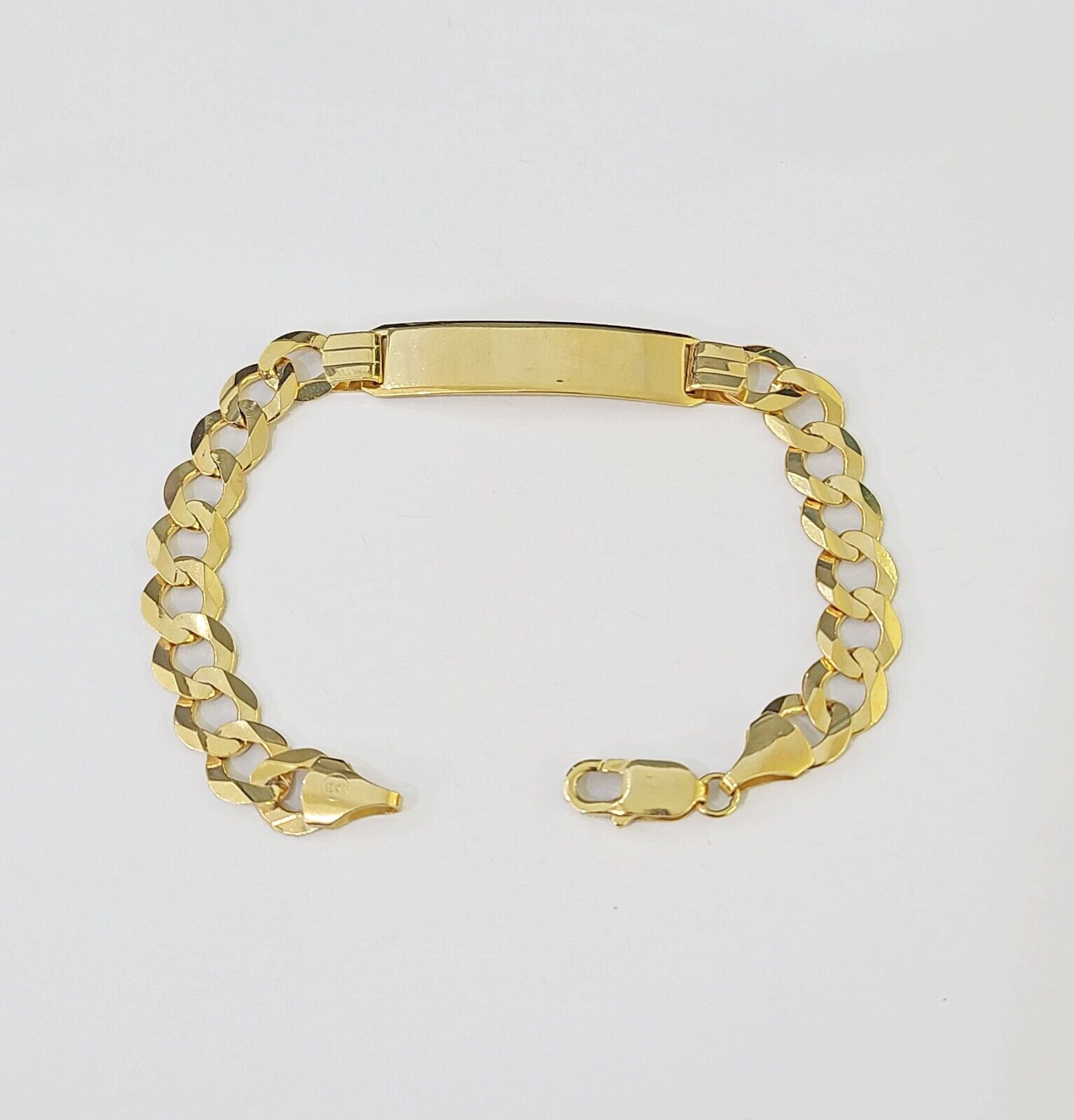 10k Yellow Gold Cuban Link ID Bracelet 8.5" 9mm Lobster Clasp Real 10Kt - GoldenlinQ