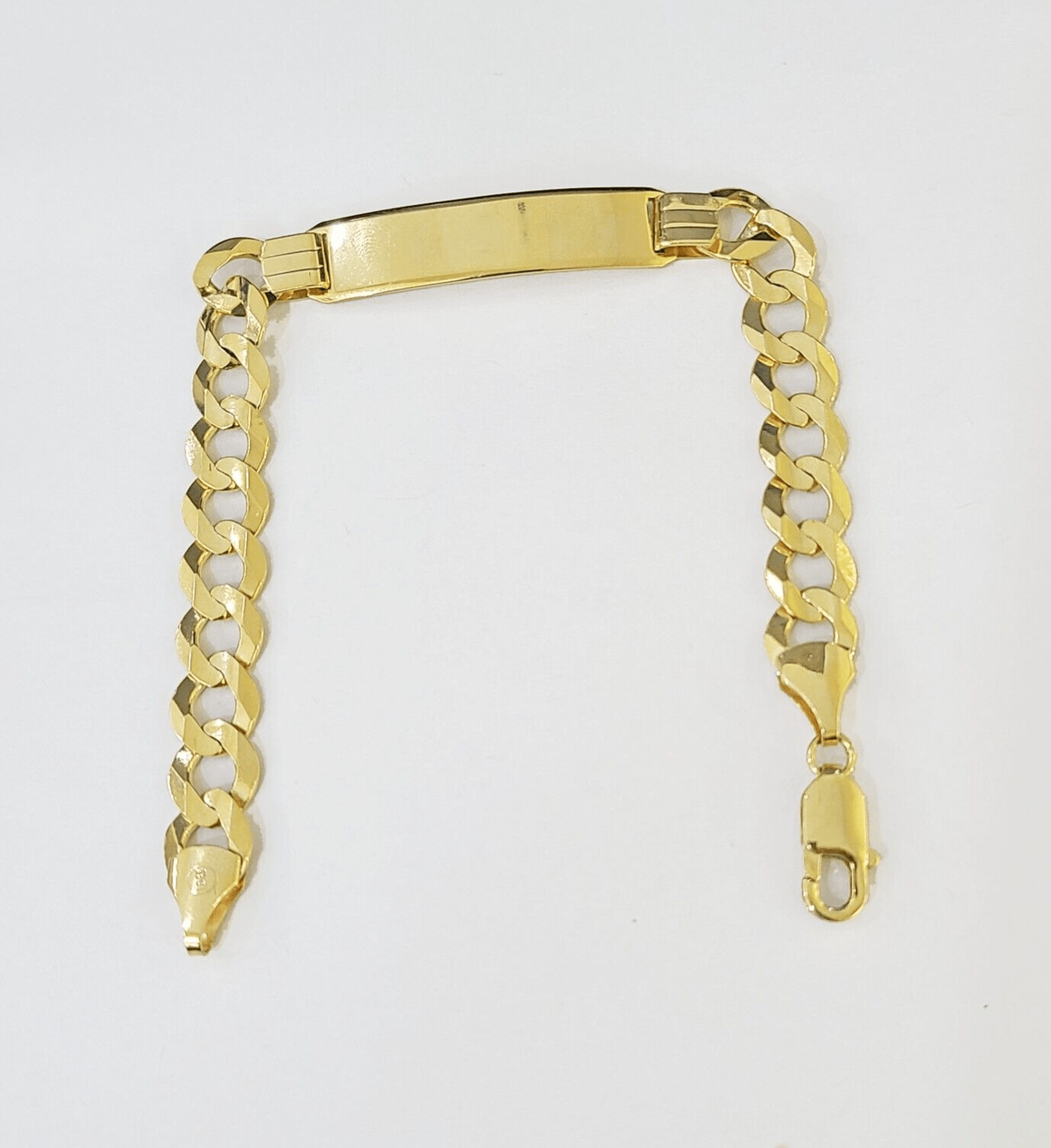 10k Yellow Gold Cuban Link ID Bracelet 8.5" 9mm Lobster Clasp Real 10Kt - GoldenlinQ