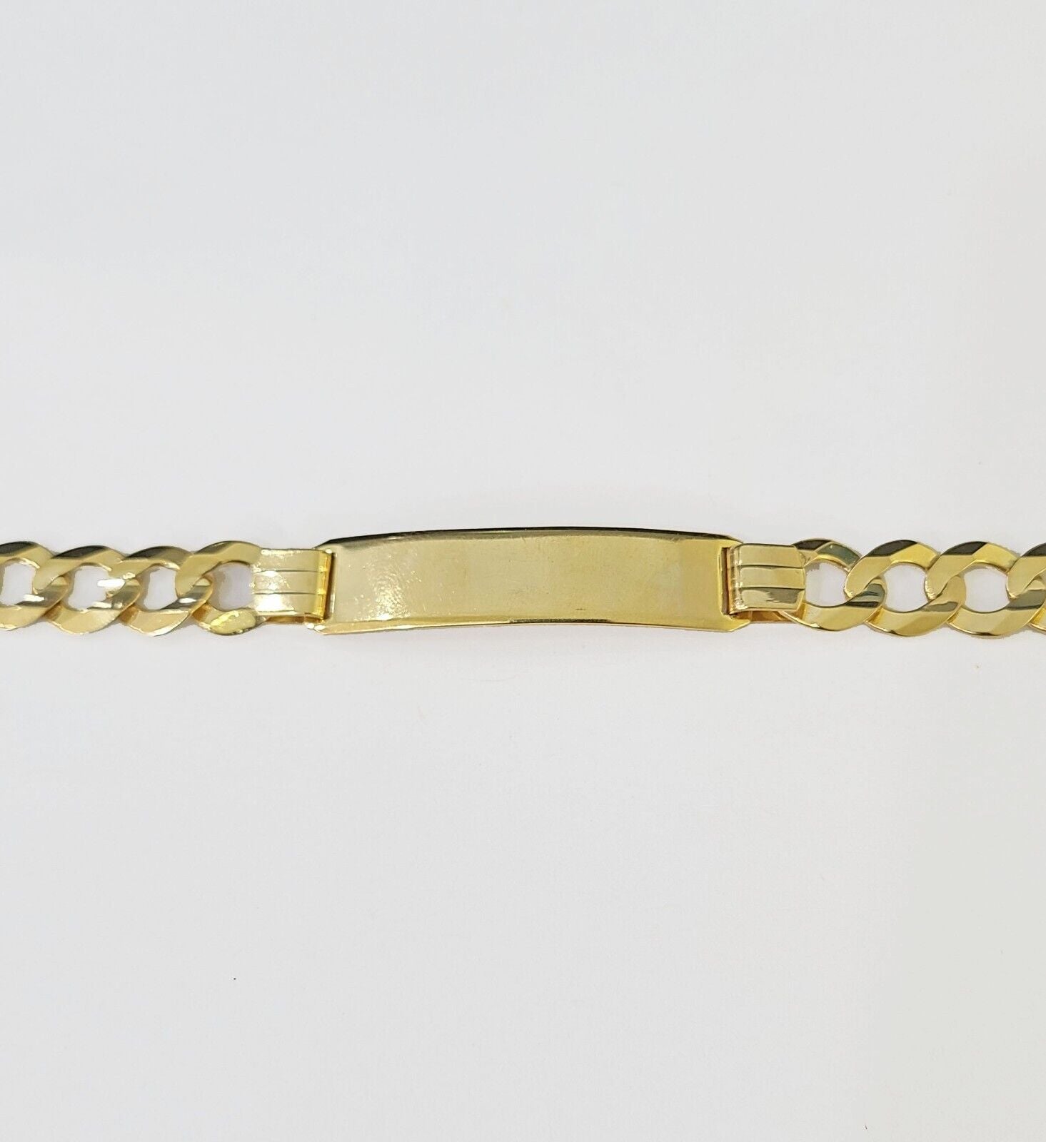 10k Yellow Gold Cuban Link ID Bracelet Solid 8" 9mm Lobster Clasp Real 10Kt - GoldenlinQ