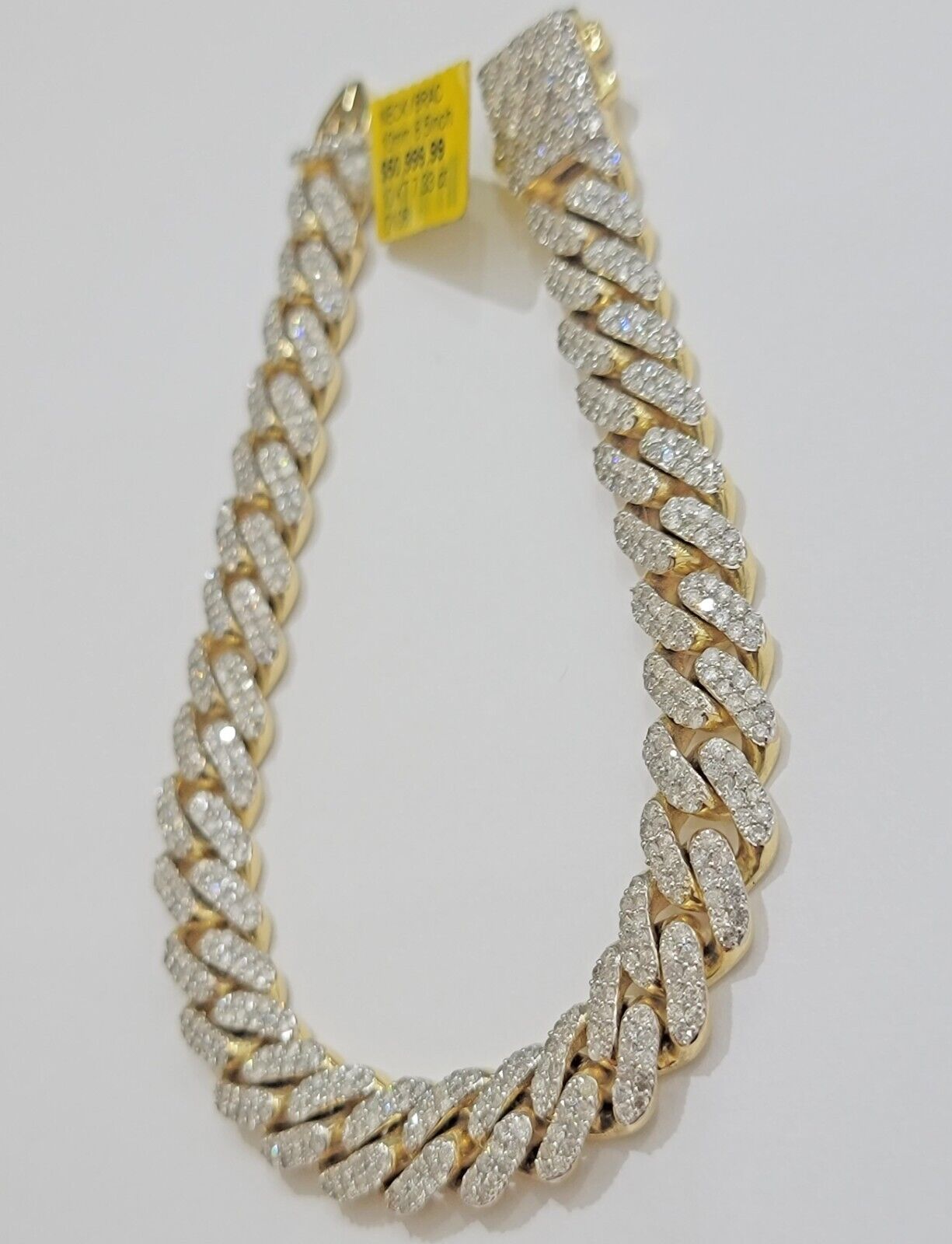 10k Yellow Gold Diamond Bracelet 10mm 7 CT Natural Diamonds Solid Miami cuban - GoldenLinQ