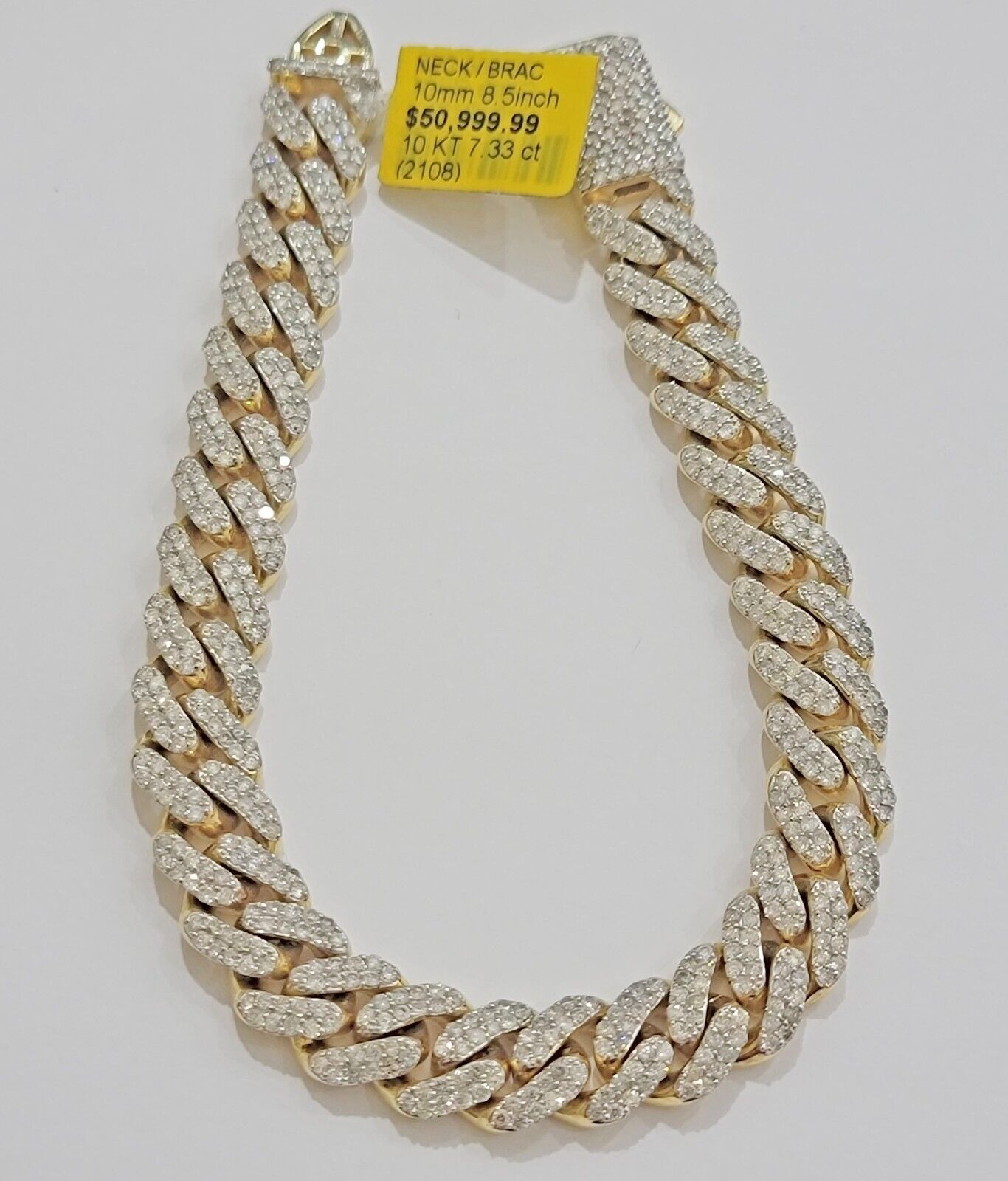 10k Yellow Gold Diamond Bracelet 10mm 7 CT Natural Diamonds Solid Miami cuban - GoldenLinQ