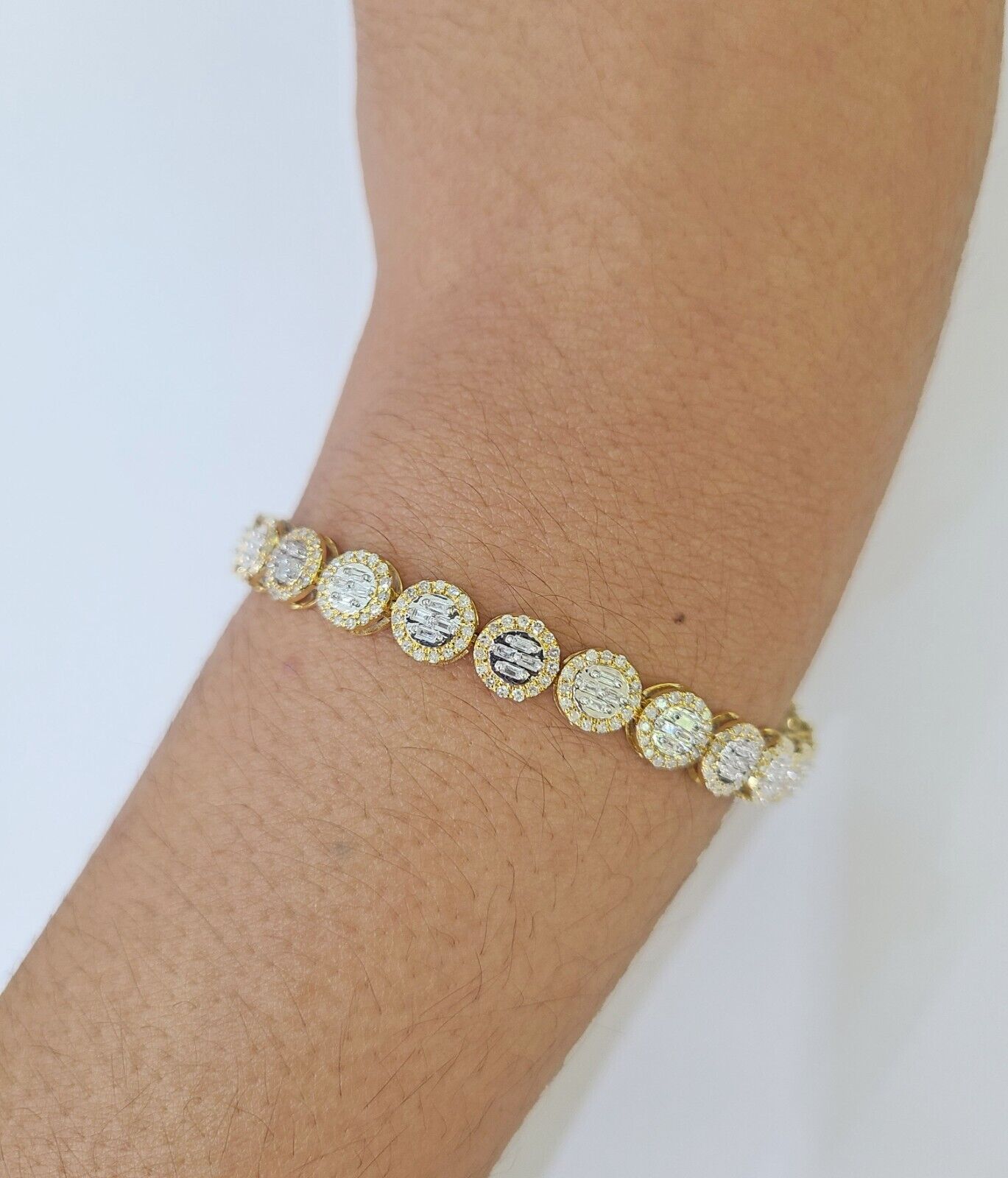 10K Yellow Gold Diamond Bracelet Women Ladies 7" REAL Genuine Gold - GoldenlinQ