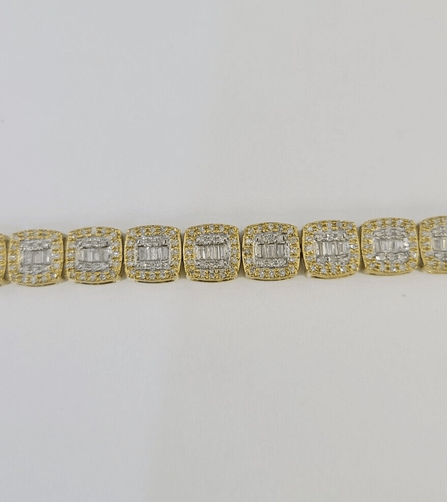 10K Yellow Gold Diamond Bracelet Women Ladies 7" REAL Genuine Gold - GoldenlinQ