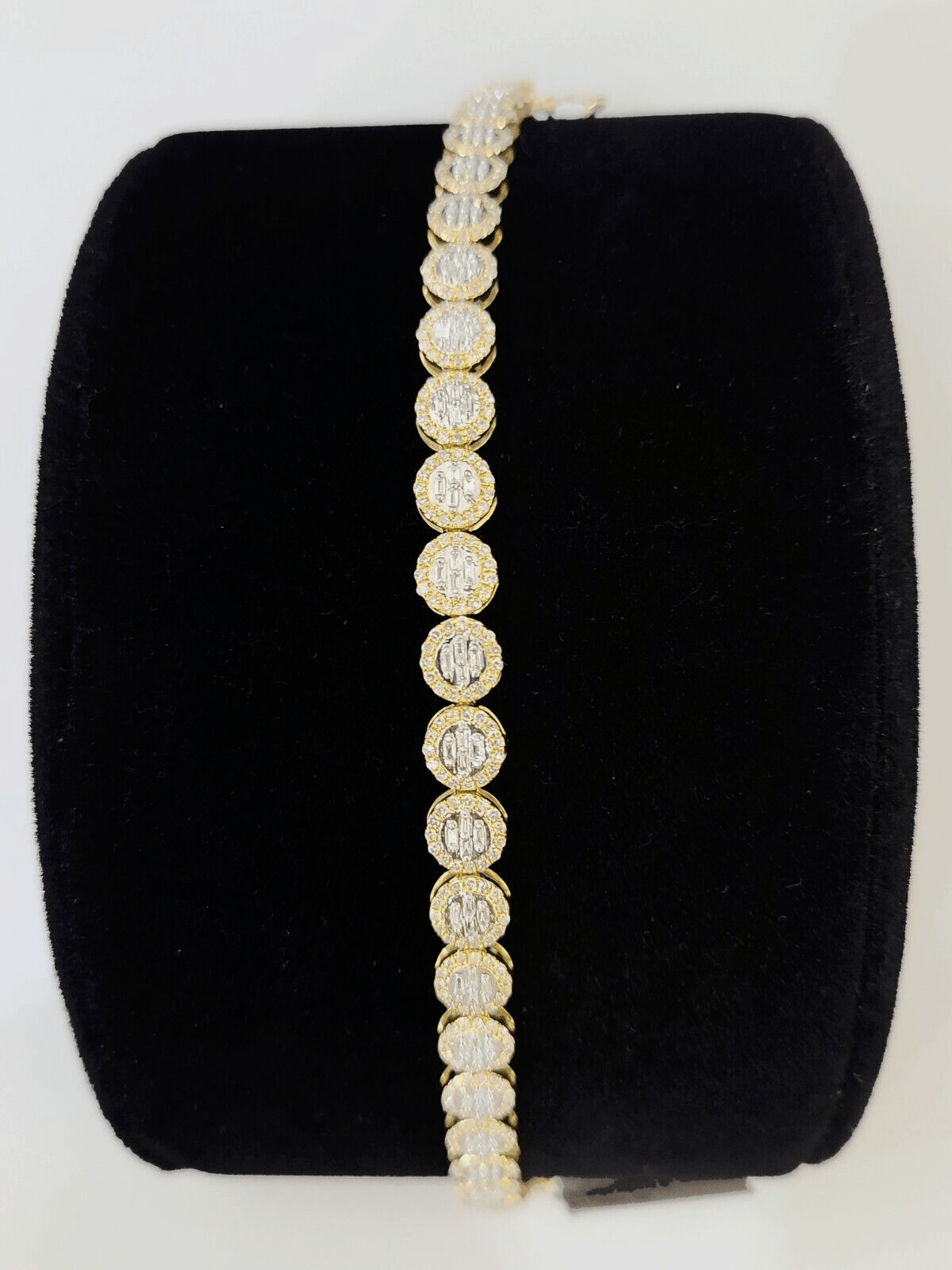 10K Yellow Gold Diamond Bracelet Women Ladies 7" REAL Genuine Gold - GoldenlinQ