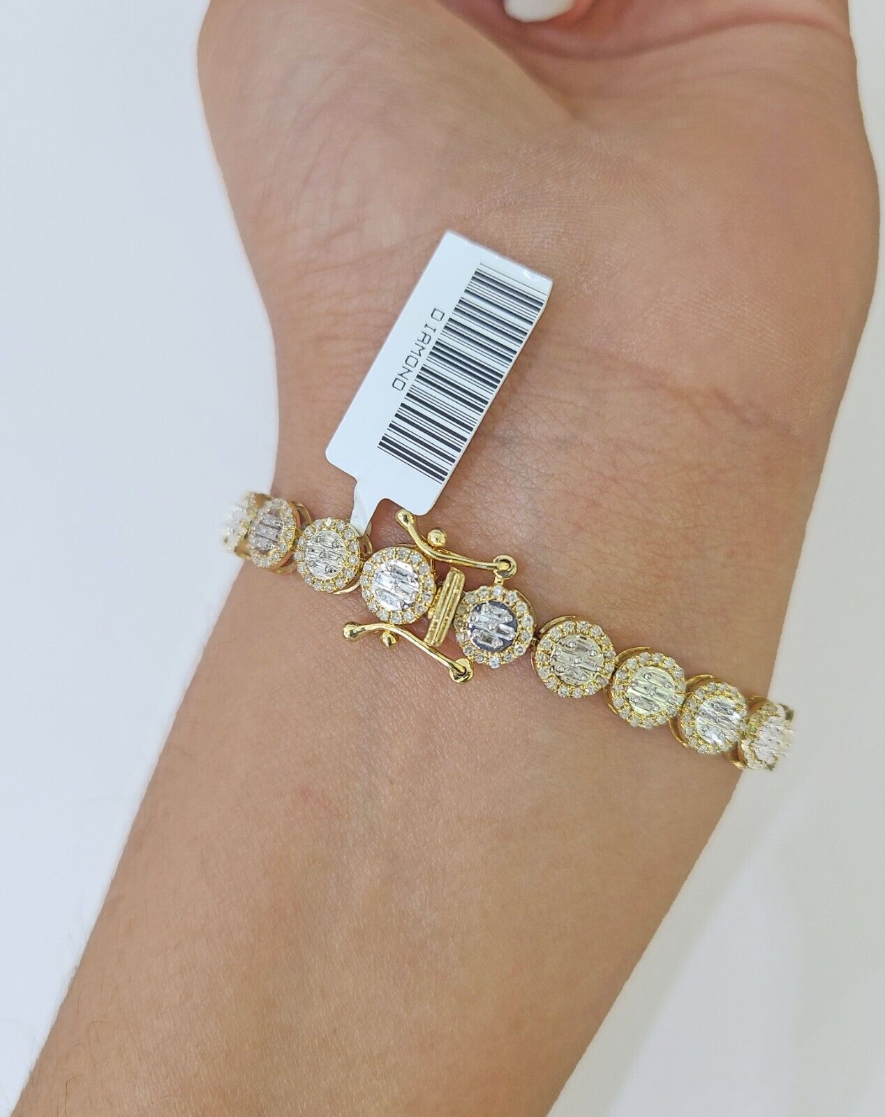 10K Yellow Gold Diamond Bracelet Women Ladies 7" REAL Genuine Gold - GoldenlinQ