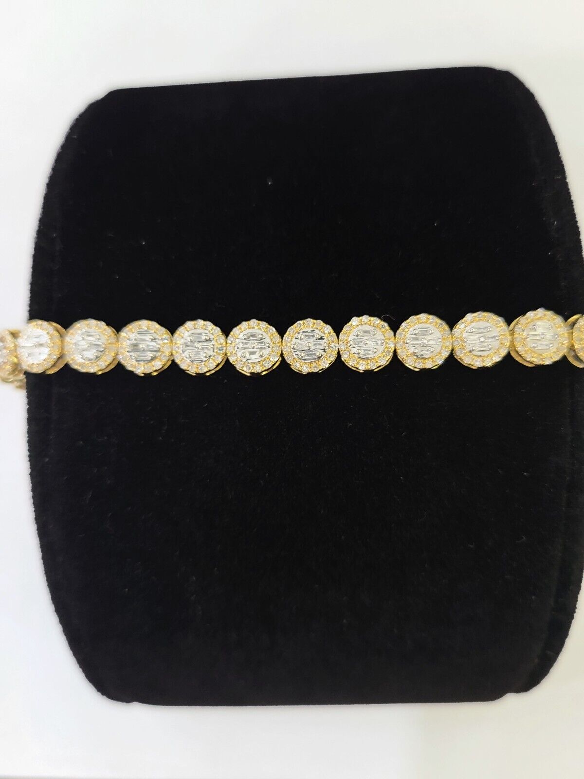 10K Yellow Gold Diamond Bracelet Women Ladies 7" REAL Genuine Gold - GoldenlinQ