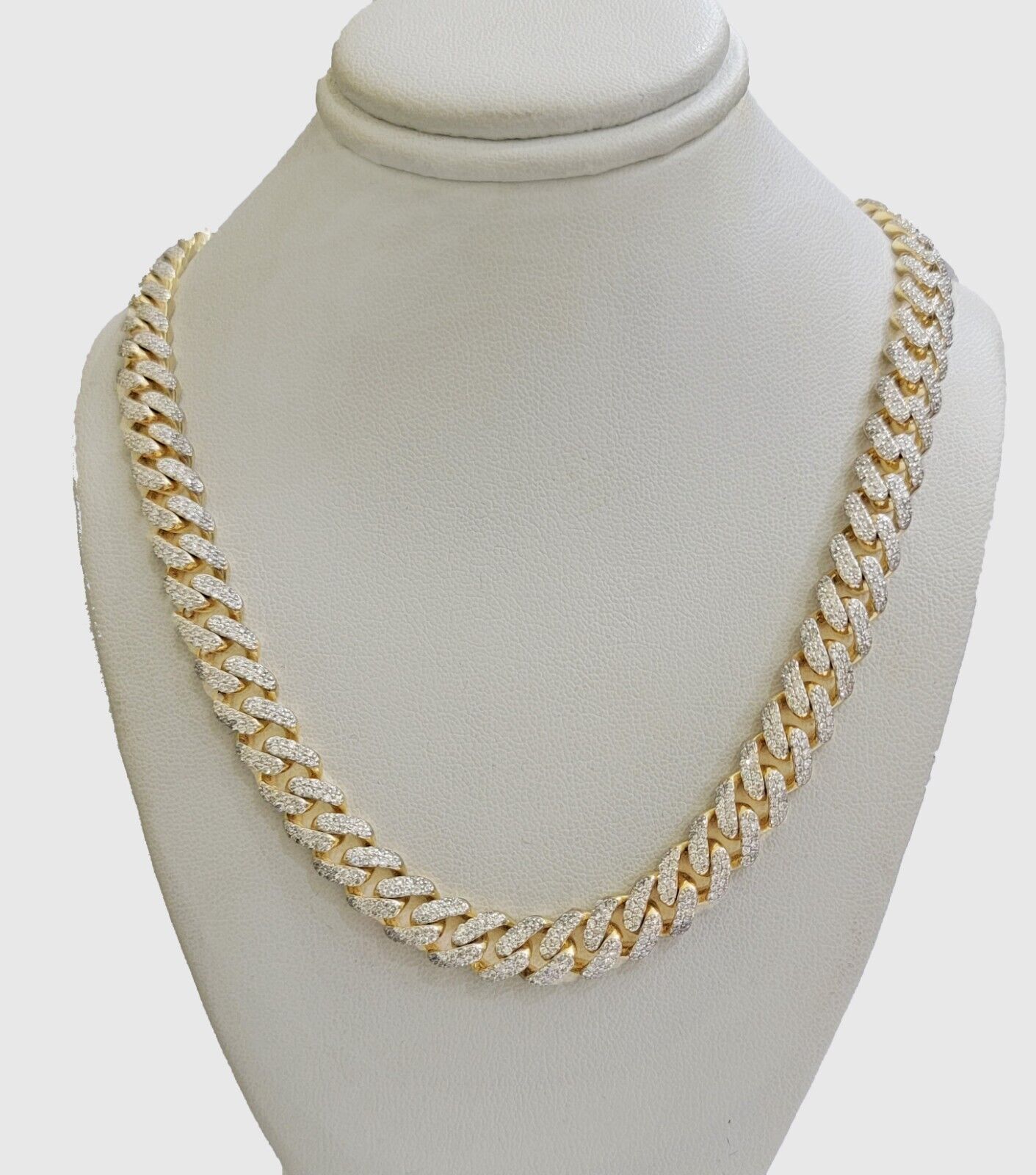 10k Yellow Gold Diamond Chain 18 Inch Necklace 9mm REAL 8.50 CT Dia, MENS CHOKER - GoldenLinQ